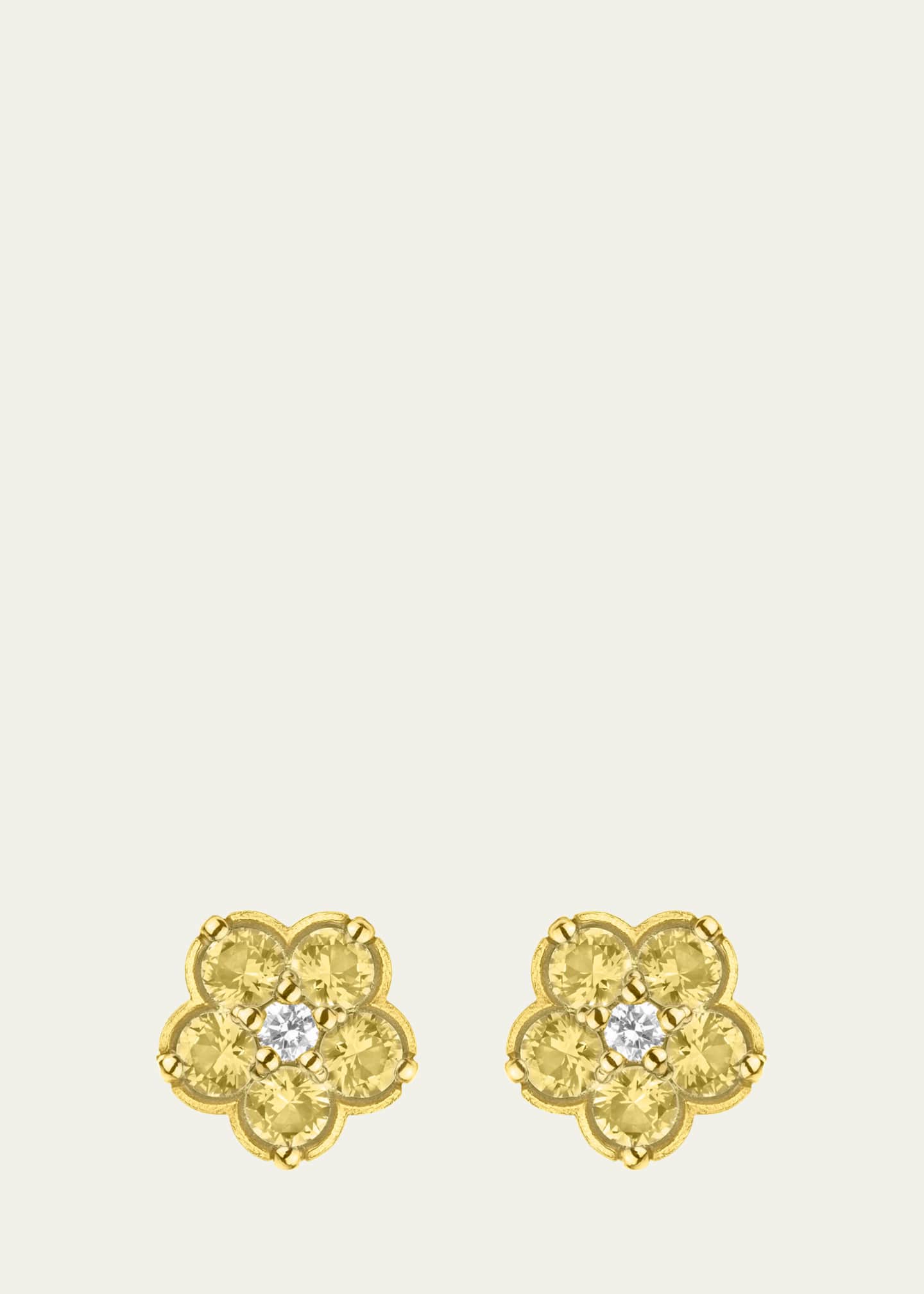 Paul Morelli 18K Yellow Gold Mini Wild Child Earrings with Diamonds and Yellow Sapphires