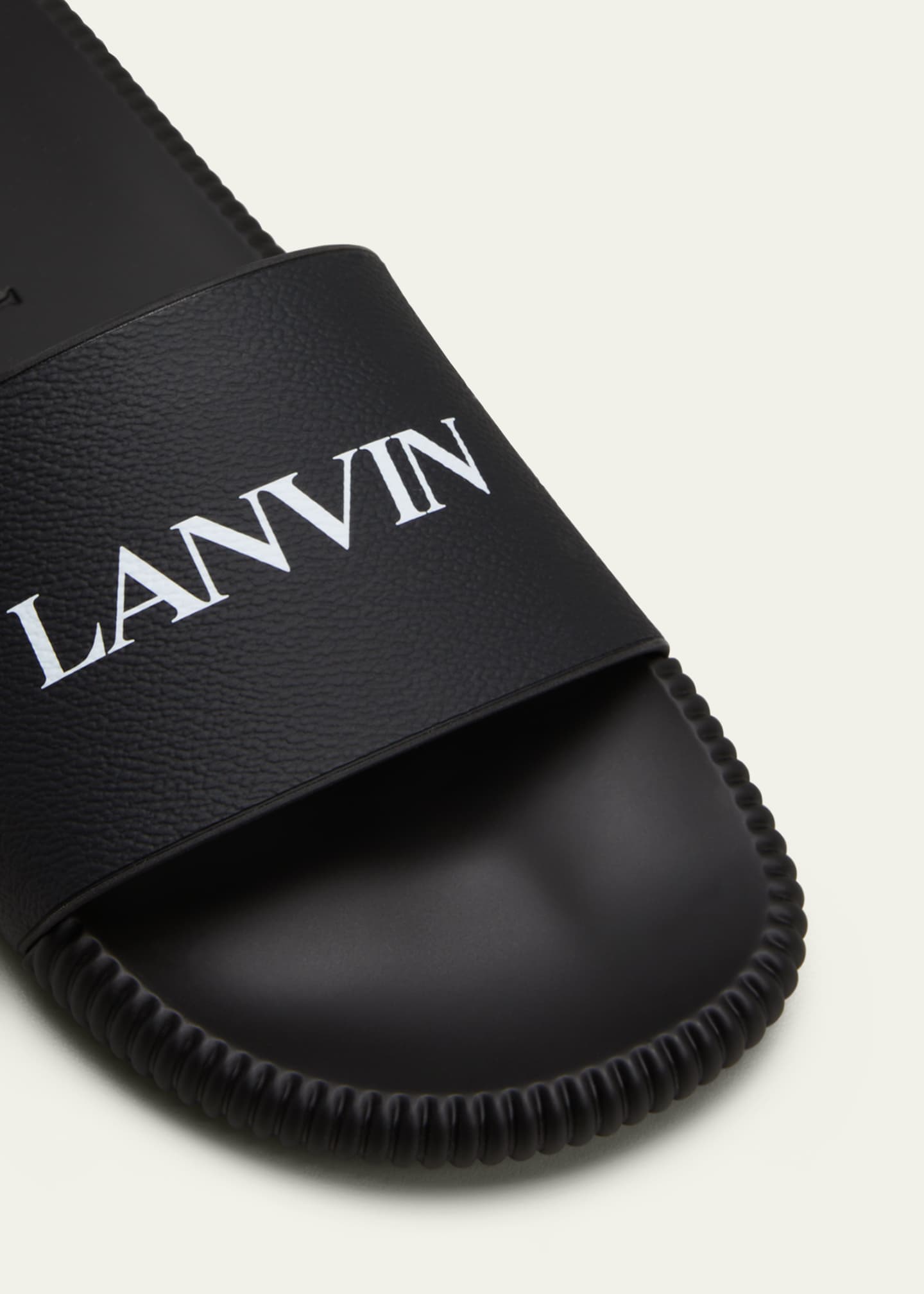 Lanvin Men's Logo Leather Slide Sandals - Bergdorf Goodman
