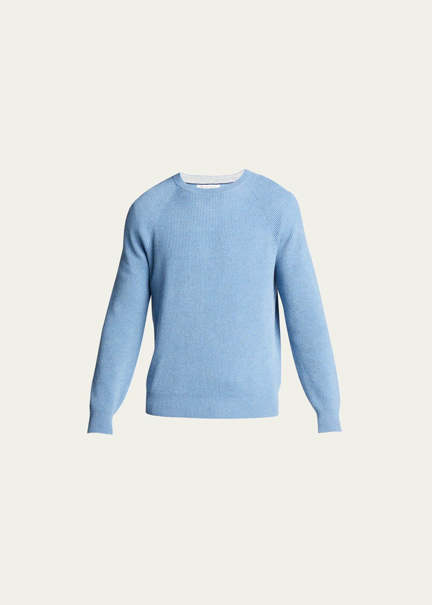 Brunello Cucinelli Men's Cashmere Ribbed Crewneck Sweater - Bergdorf Goodman