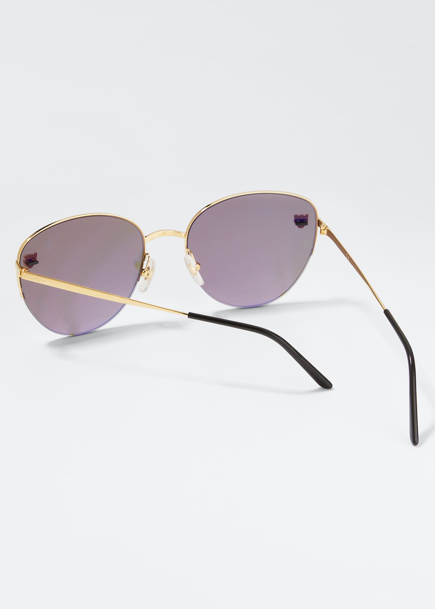 Cartier Panthere Semi-Rimless Metal Cat-Eye Sunglasses Image 2 of 5