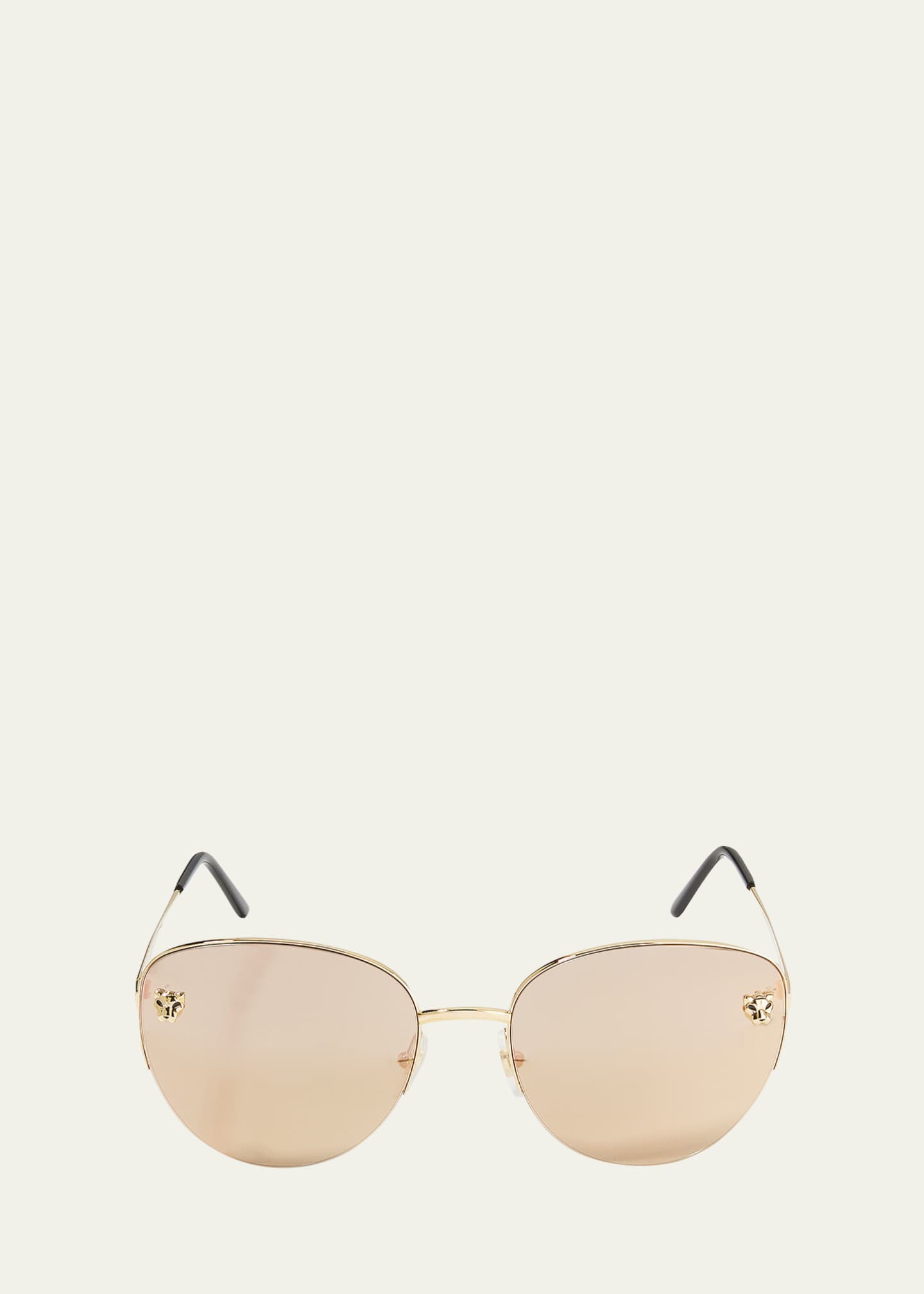 Cartier Panthere Semi-Rimless Metal Cat-Eye Sunglasses Image 3 of 5