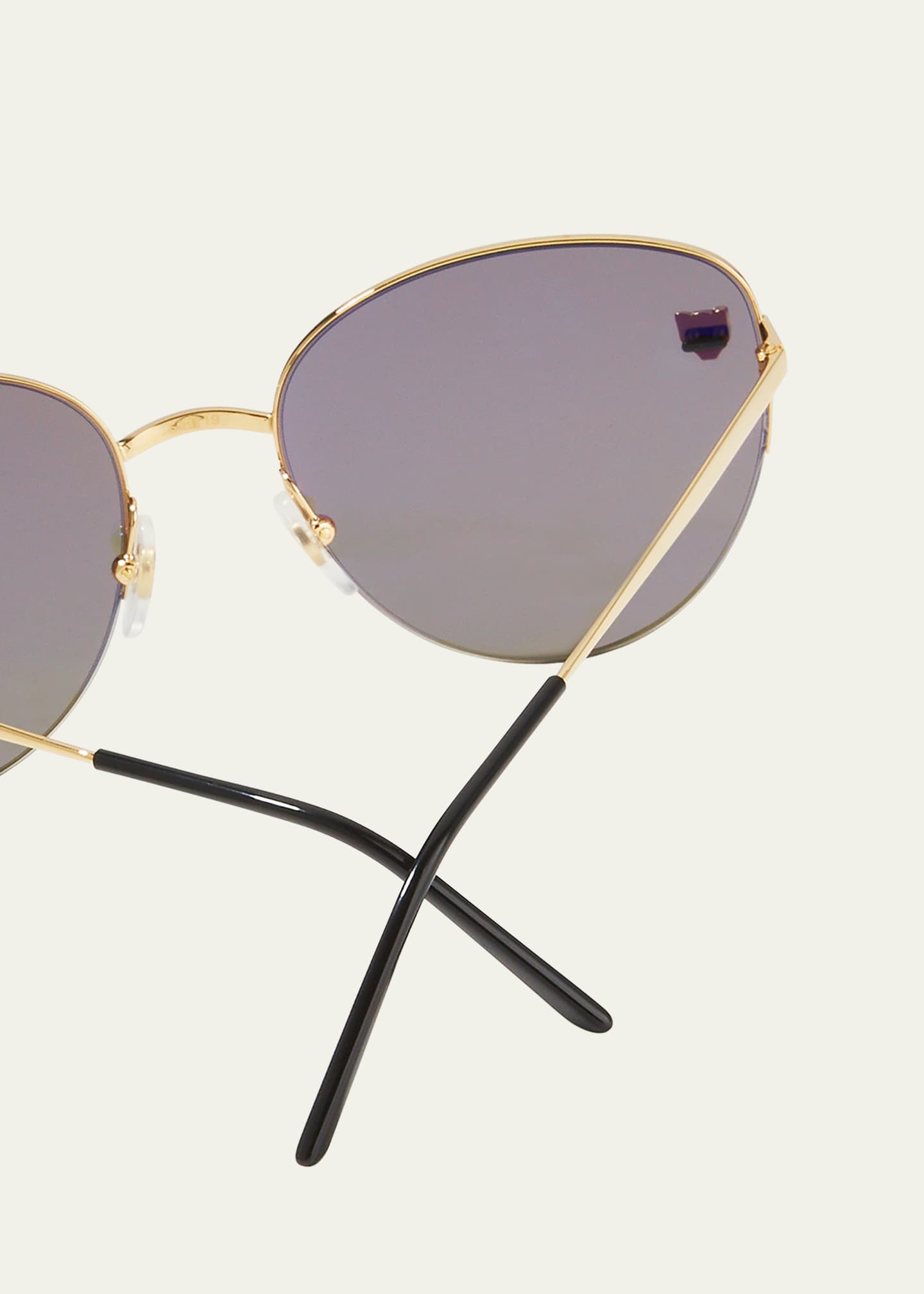 Cartier Panthere Semi-Rimless Metal Cat-Eye Sunglasses Image 4 of 5