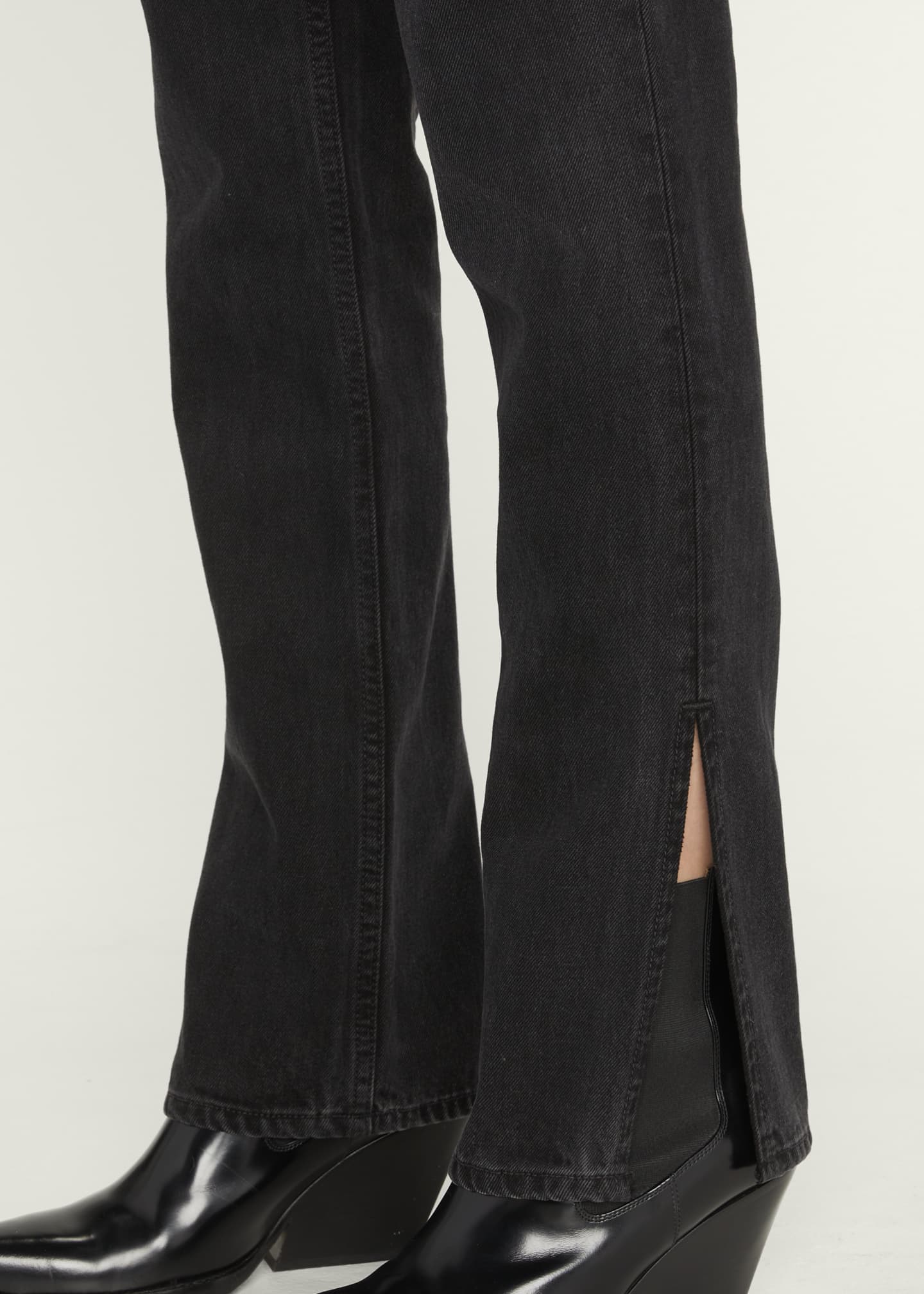 GRLFRND Hailey Low-Rise Slim Bootcut Jeans w/ Slit Hem - Bergdorf Goodman