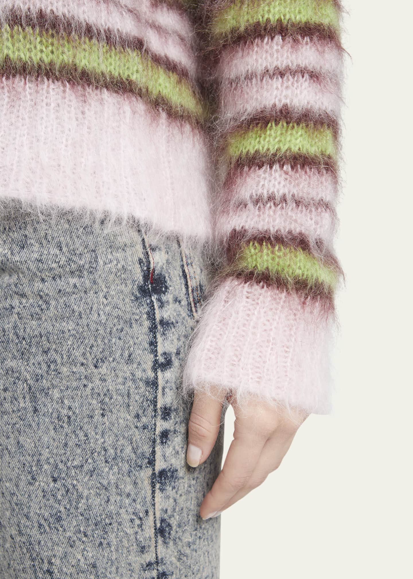 Marni Stripped Fuzzy Mohair-Blend Sweater - Bergdorf Goodman