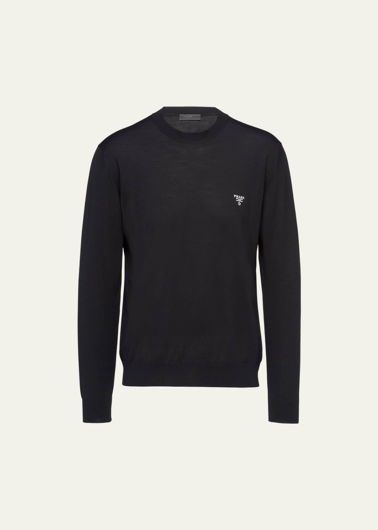Prada Men's Superfine Wool Crew Sweater Image 1 of 5