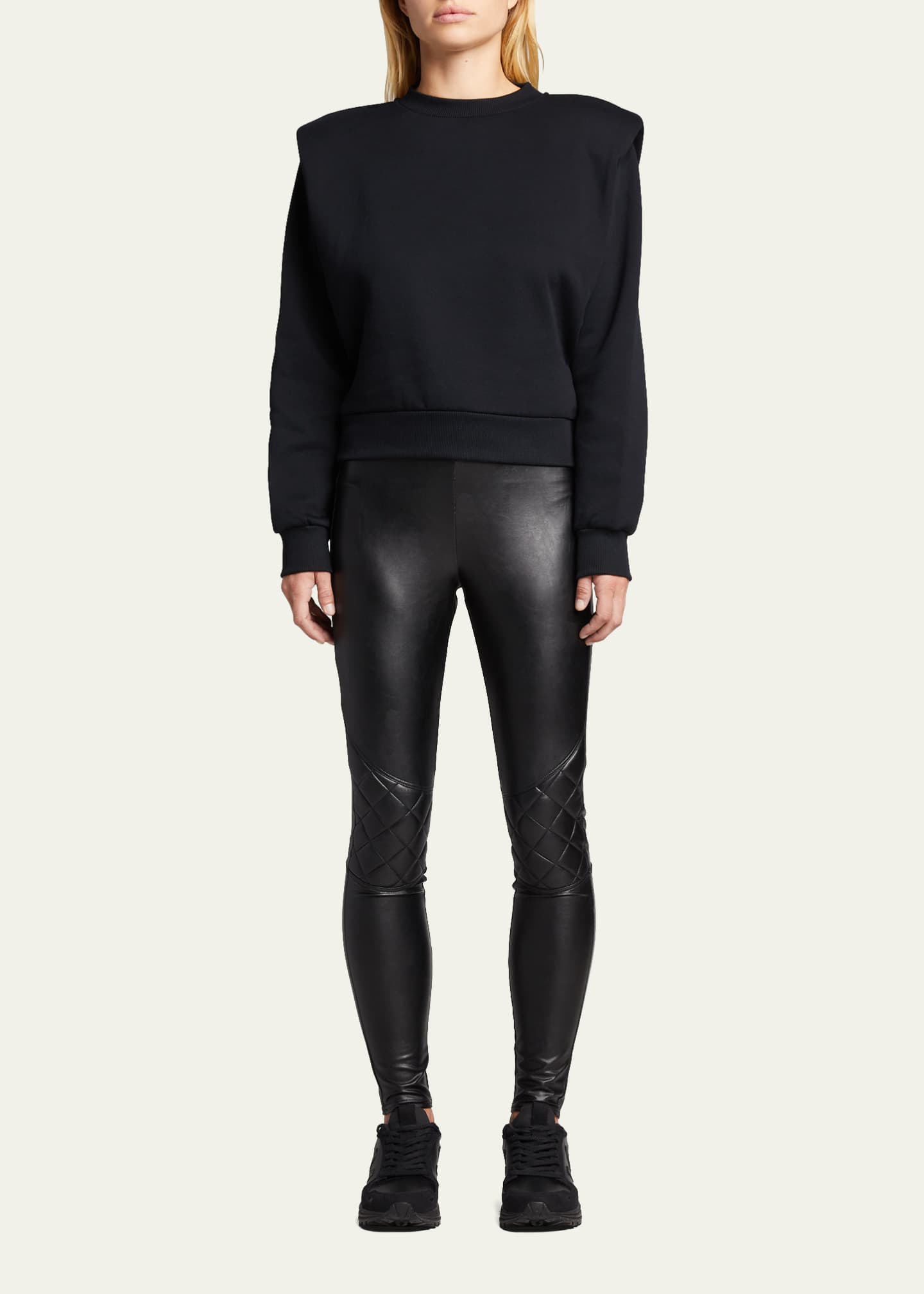 Blanc Noir Faux-Leather Quilted Leggings - Bergdorf Goodman