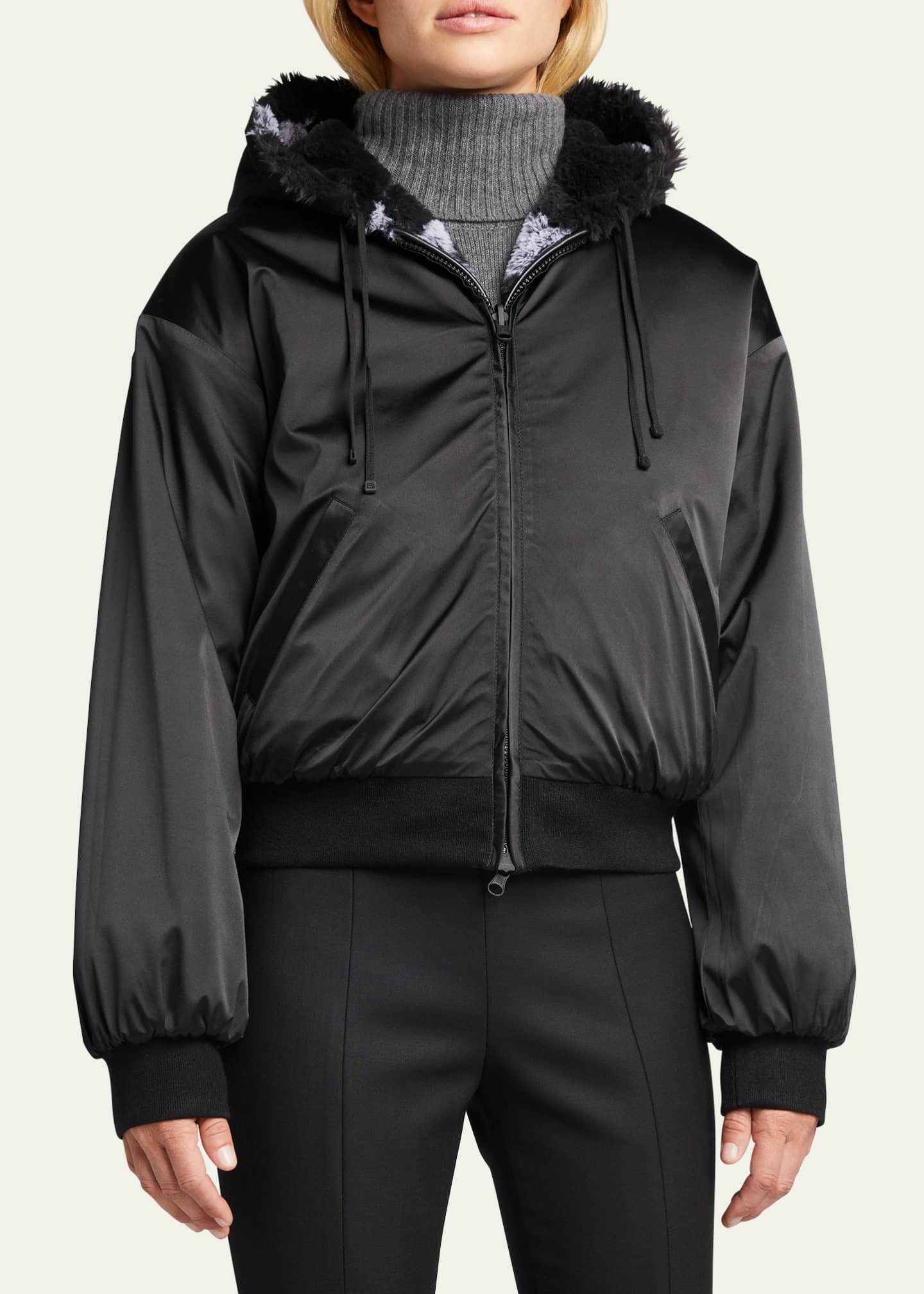Blanc Noir Faux-Fur Reversible Star Hoodie Image 5 of 5