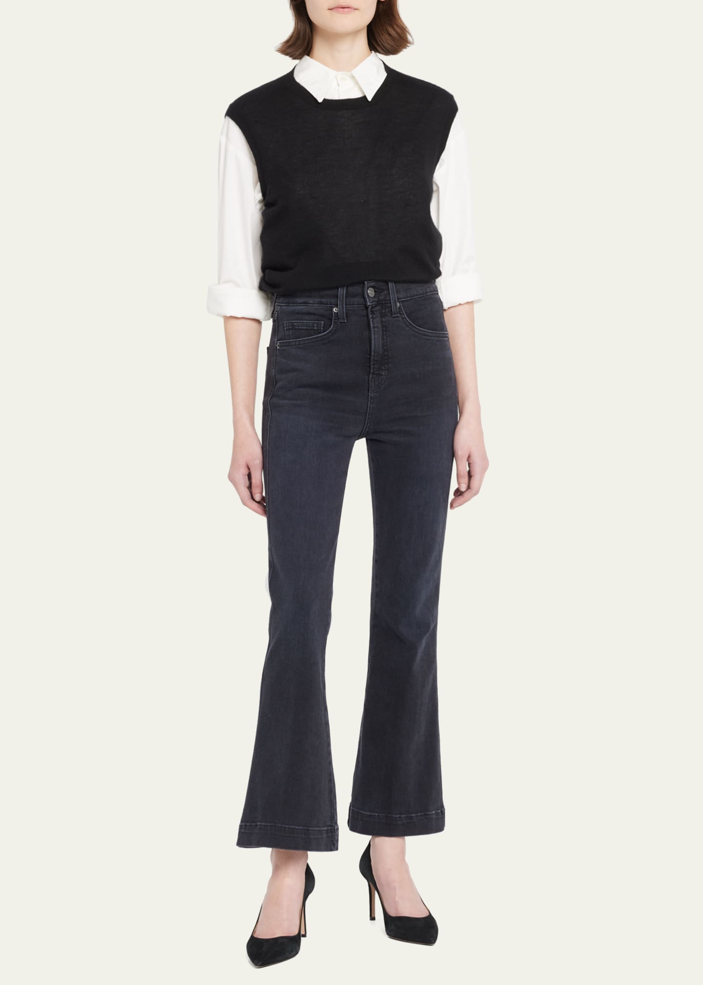 Veronica Beard Carson High-Rise Ankle Flare Jeans Image 2 of 5