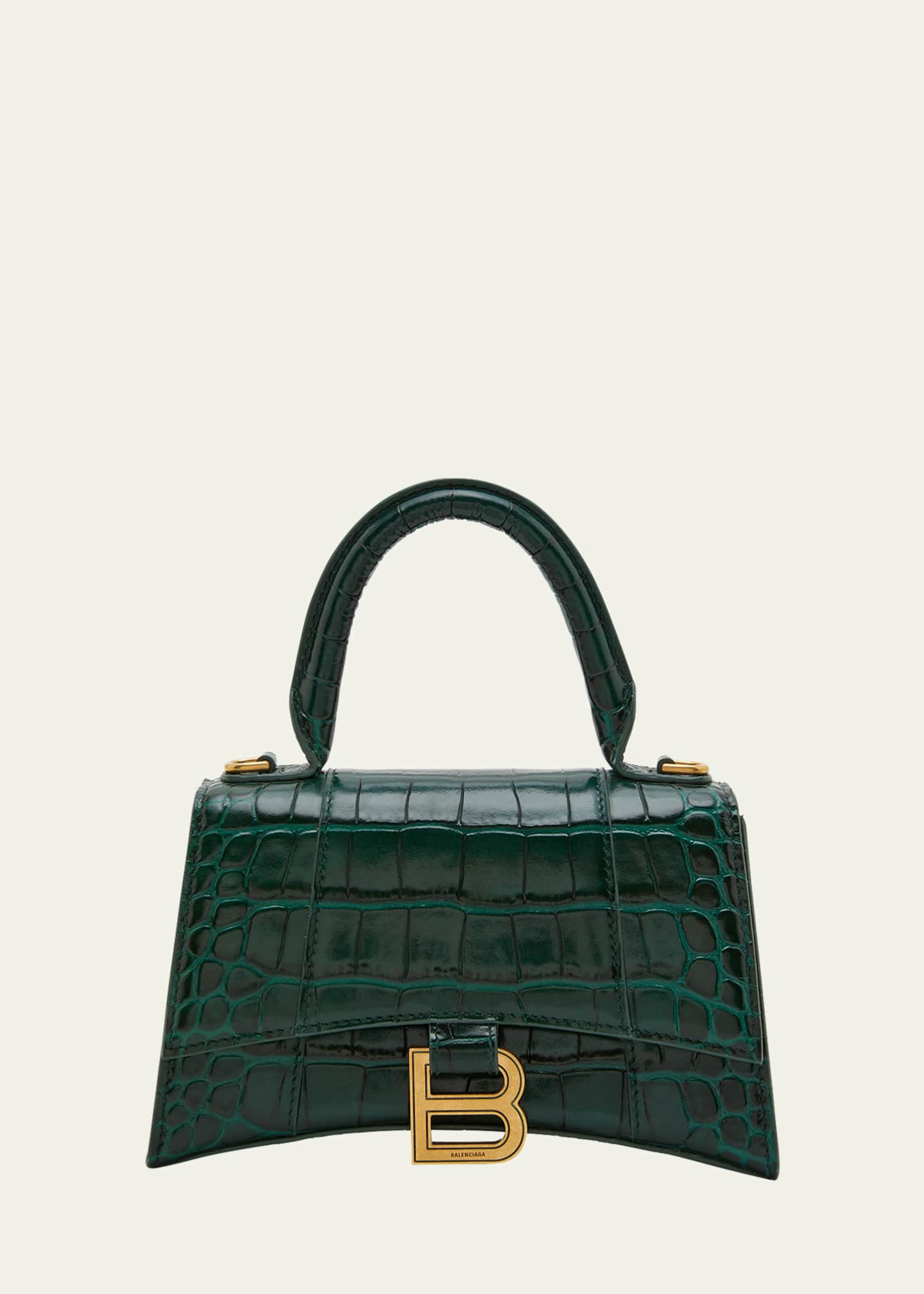 Balenciaga Hourglass XS Crocodile-Embossed Top-Handle Bag - Bergdorf Goodman