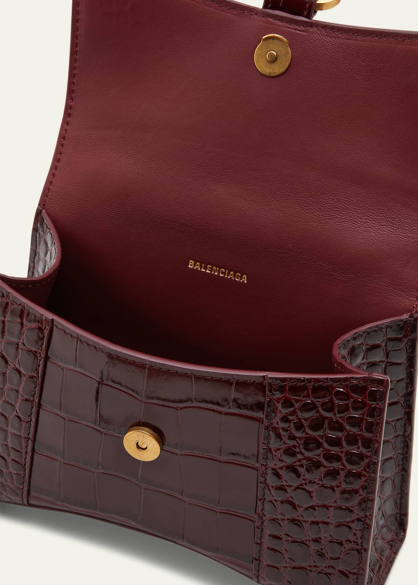 BALENCIAGA  XS Hourglass Embossed Calf Leather Top Handle Bag
