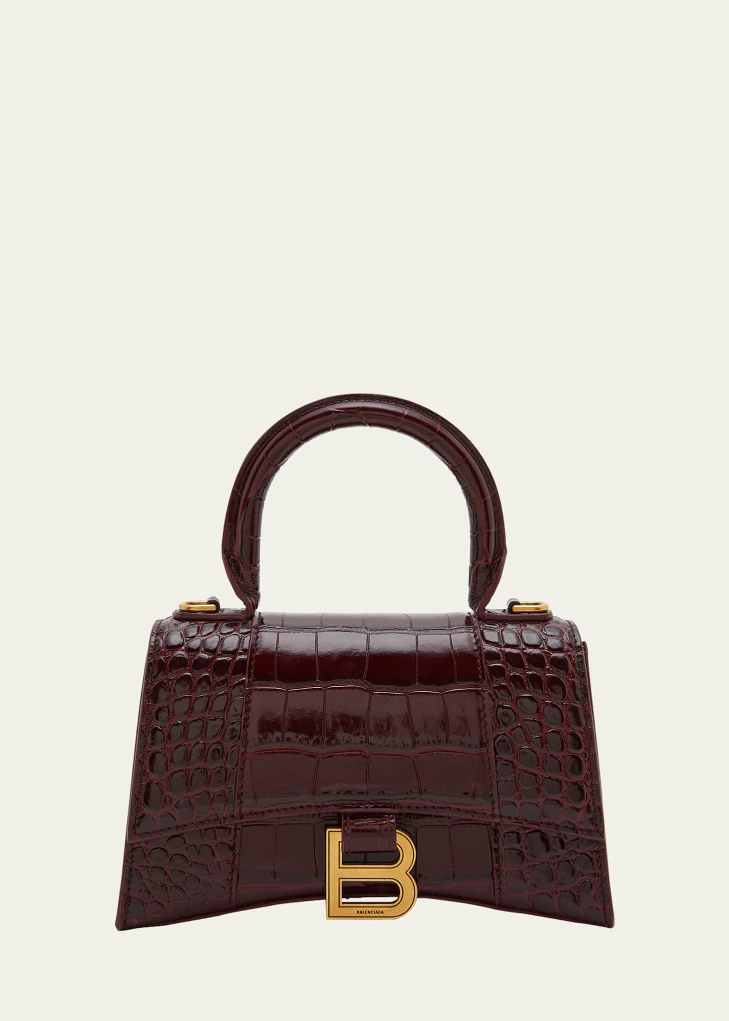 Balenciaga Hourglass XS Crocodile Embossed Top Handle Bag