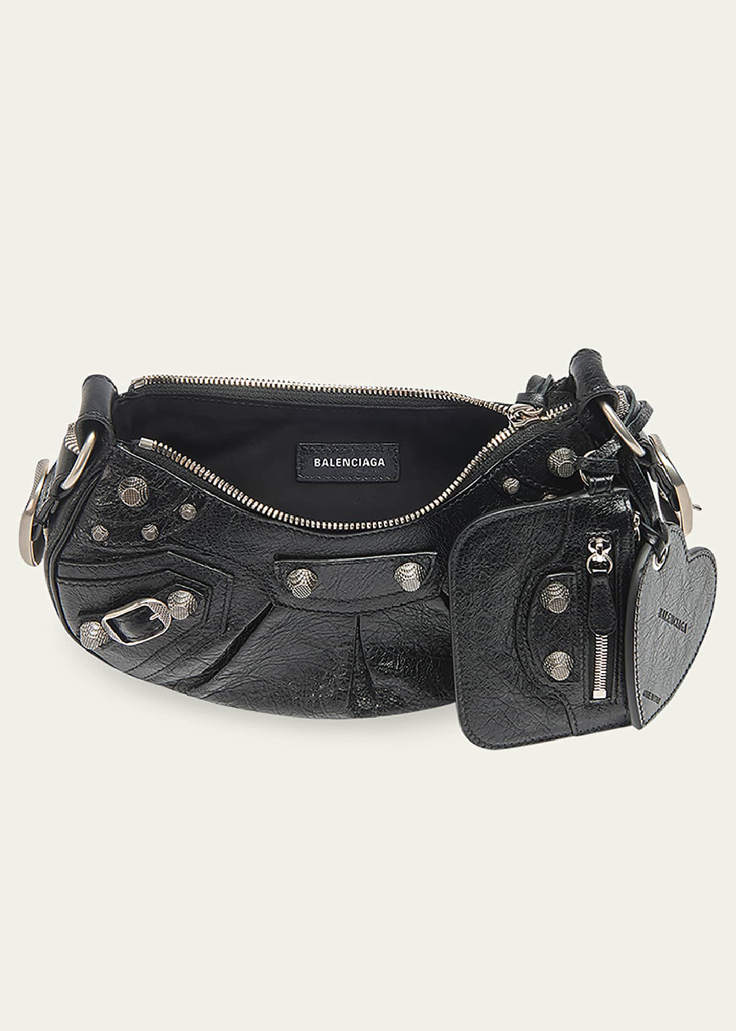 Balenciaga Cagole Xs Studded Leather Shoulder Bag Black