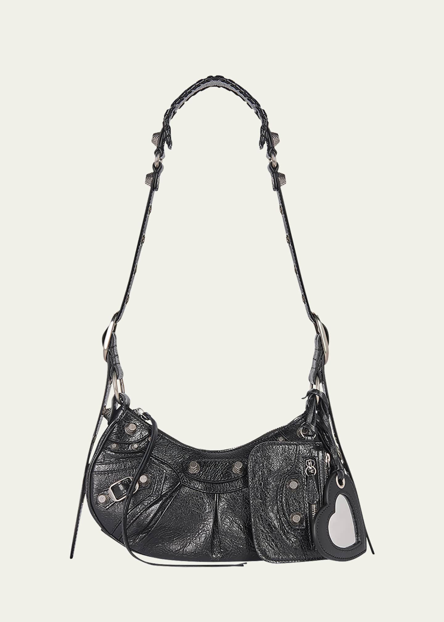 Studded leather shoulder bag shop