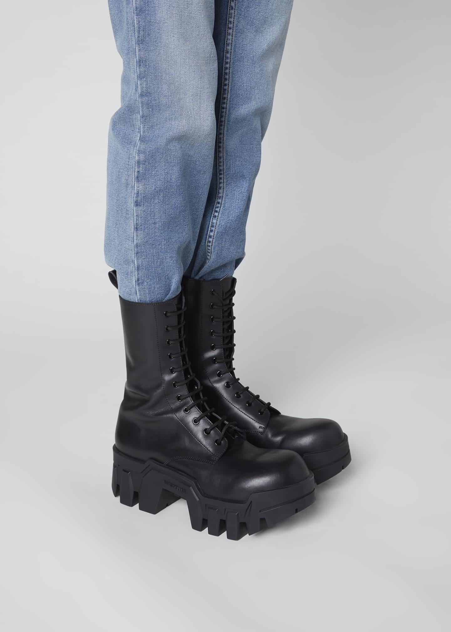 Balenciaga Bulldozer Calfskin Lug-Sole Platform Combat Boots - Bergdorf