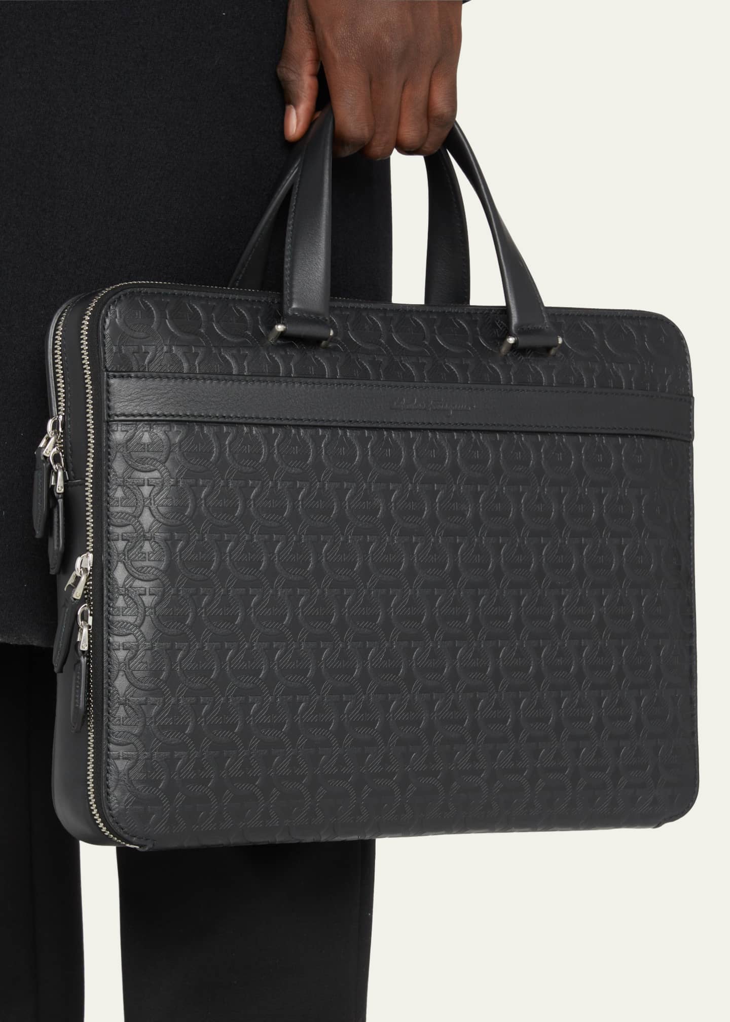 FERRAGAMO Full-Grain Leather Briefcase for Men