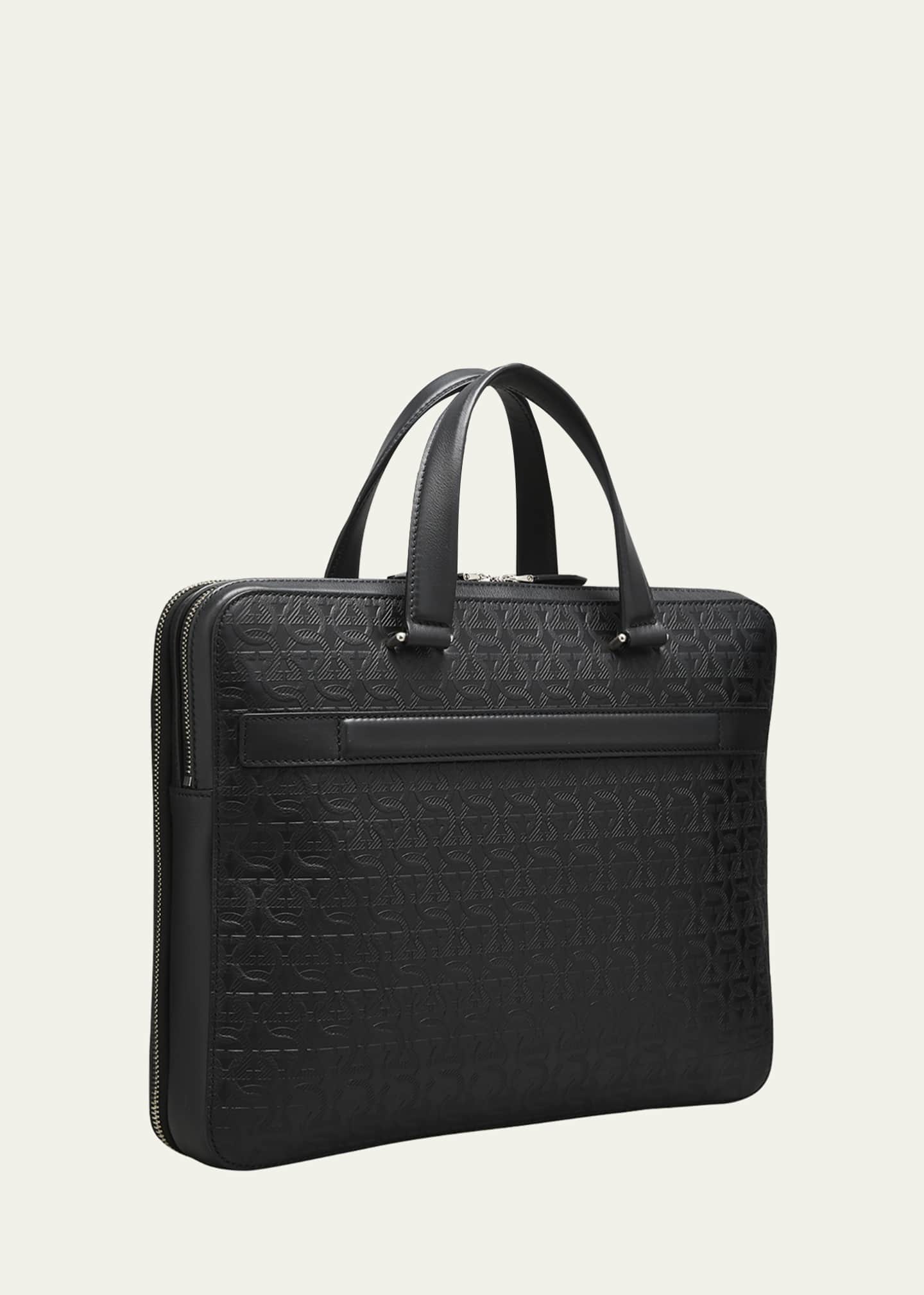 Gancini Textured-Leather Briefcase