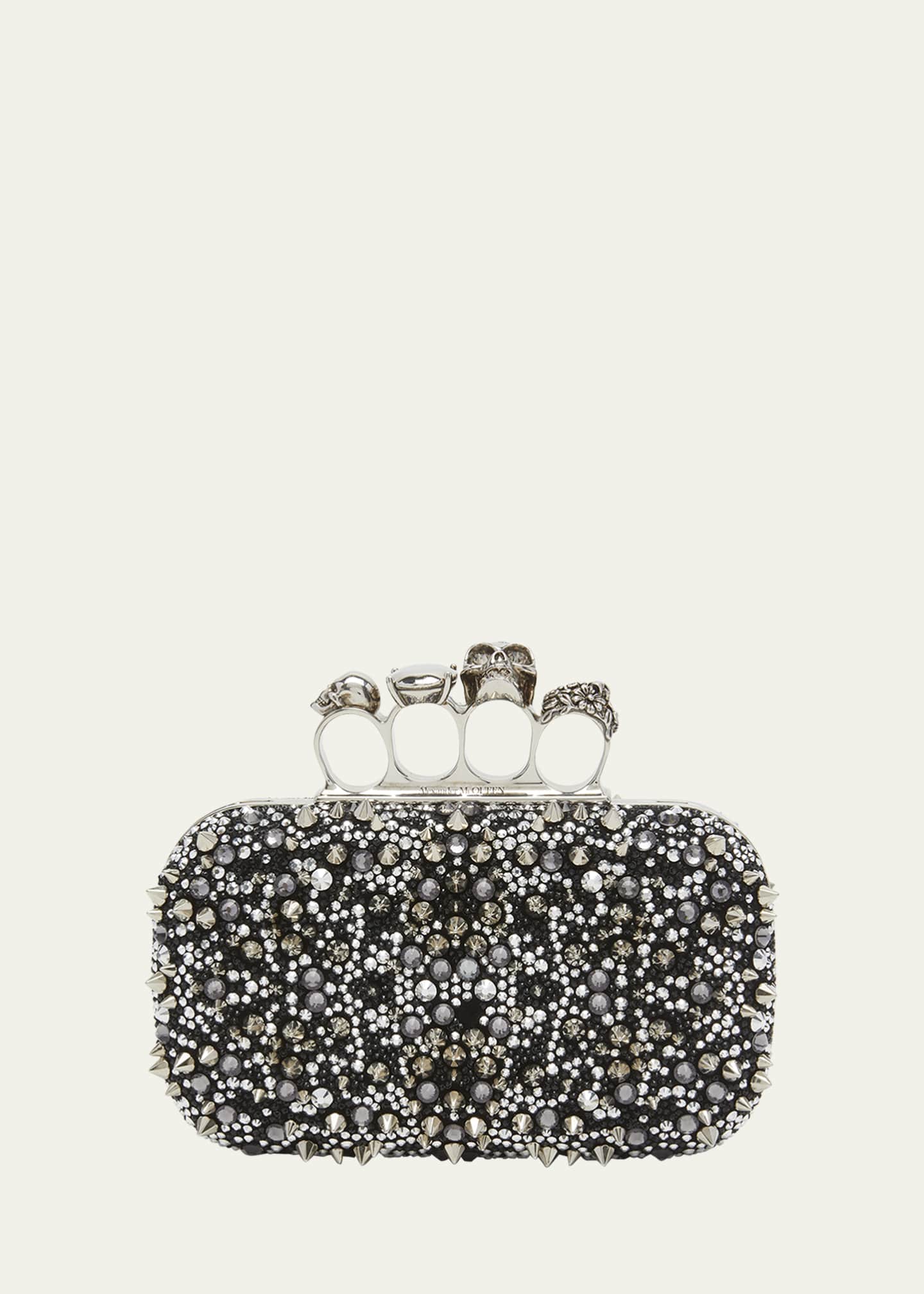 Alexander McQueen Skull Four Ring Sequin Clutch Bag Bergdorf Goodman
