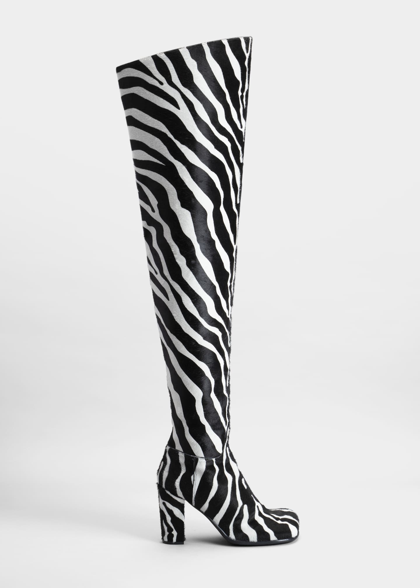 Bottega Veneta Zebra-Print Fur Over-The-Knee Boots - Bergdorf Goodman
