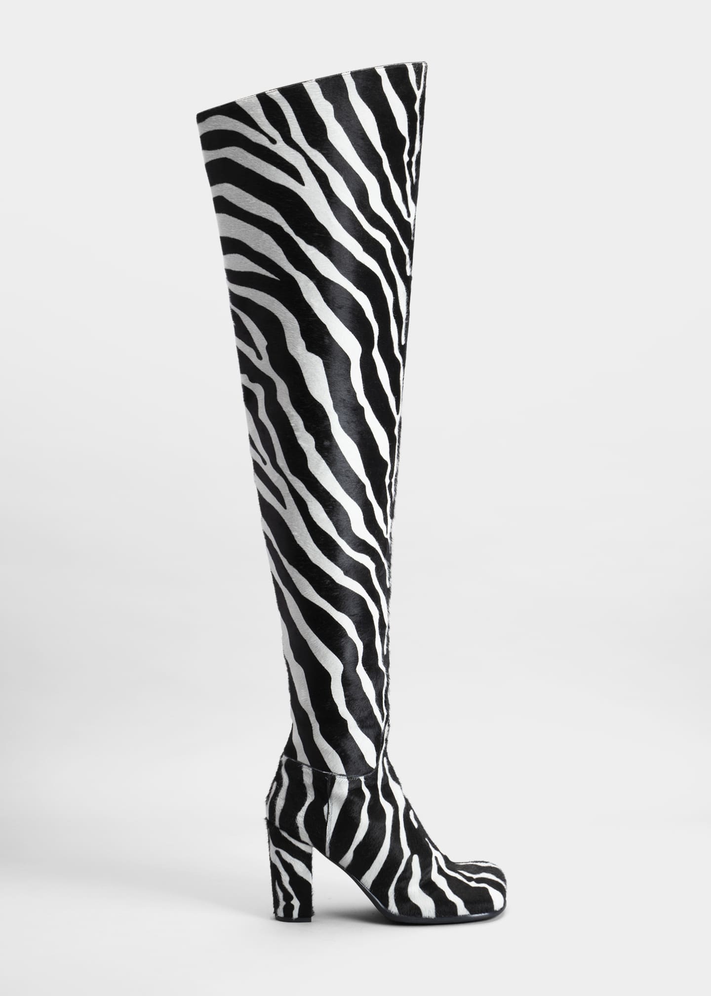 Bottega ZebraPrint Fur OverTheKnee Boots Bergdorf Goodman