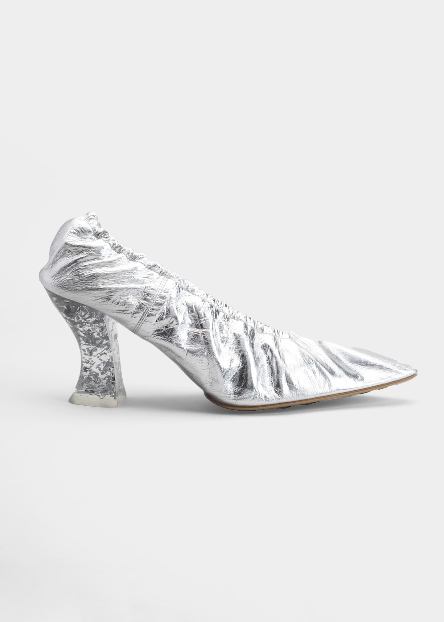 Bottega Metallic Ruched TransluscentHeel Pumps Bergdorf Goodman