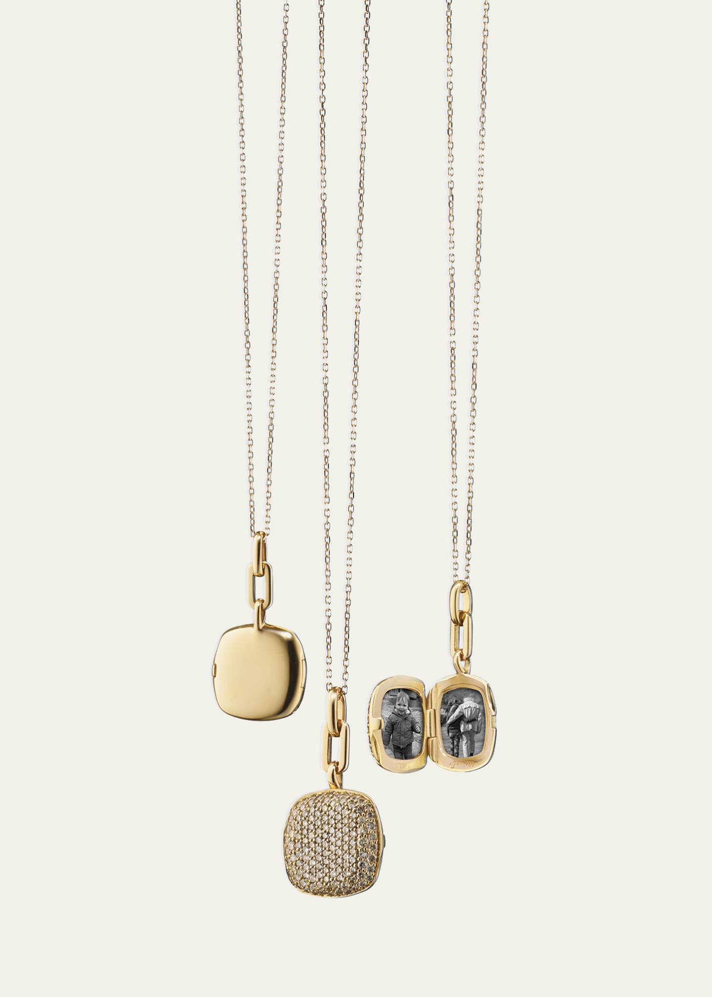 Monica Rich Kosann 18k Yellow Gold Diamond Cushion Locket Necklace Bergdorf Goodman
