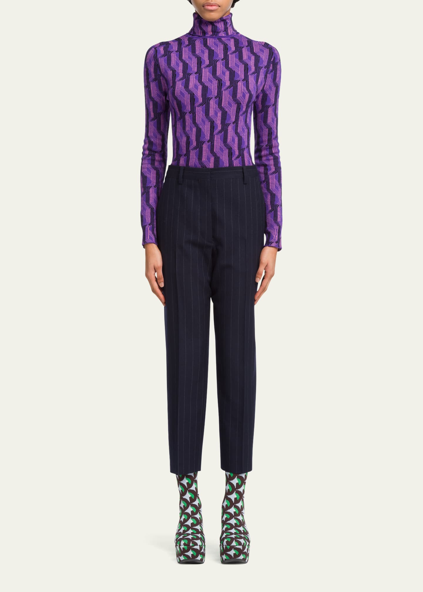 Prada Pinstripe Classic Wool Pants - Bergdorf Goodman