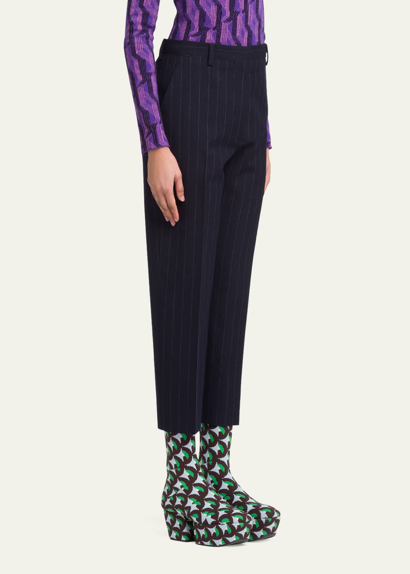 Prada Pinstripe Classic Wool Pants - Bergdorf Goodman