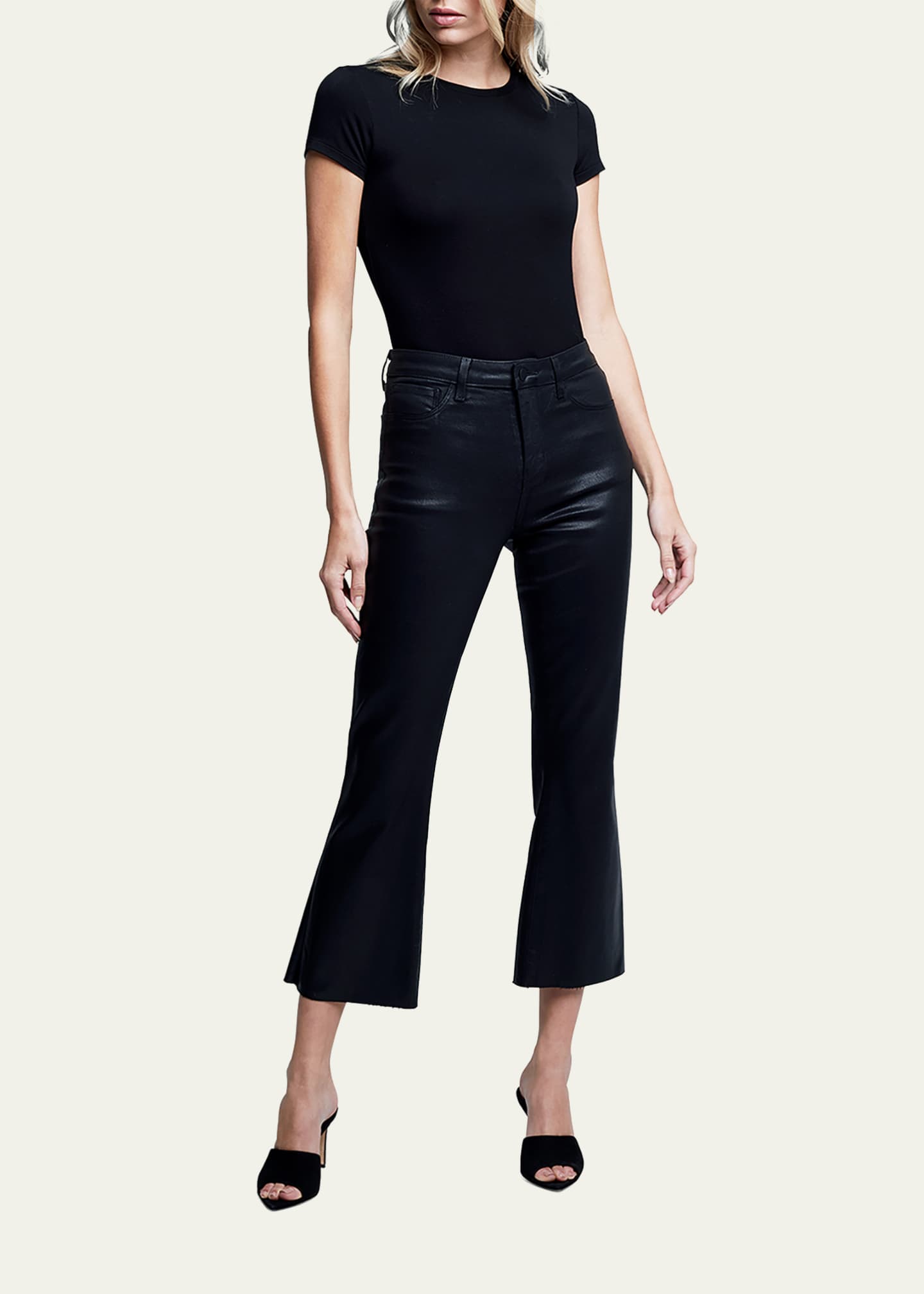L'Agence Kendra High-Rise Coated Crop Flare Jeans Image 2 of 5