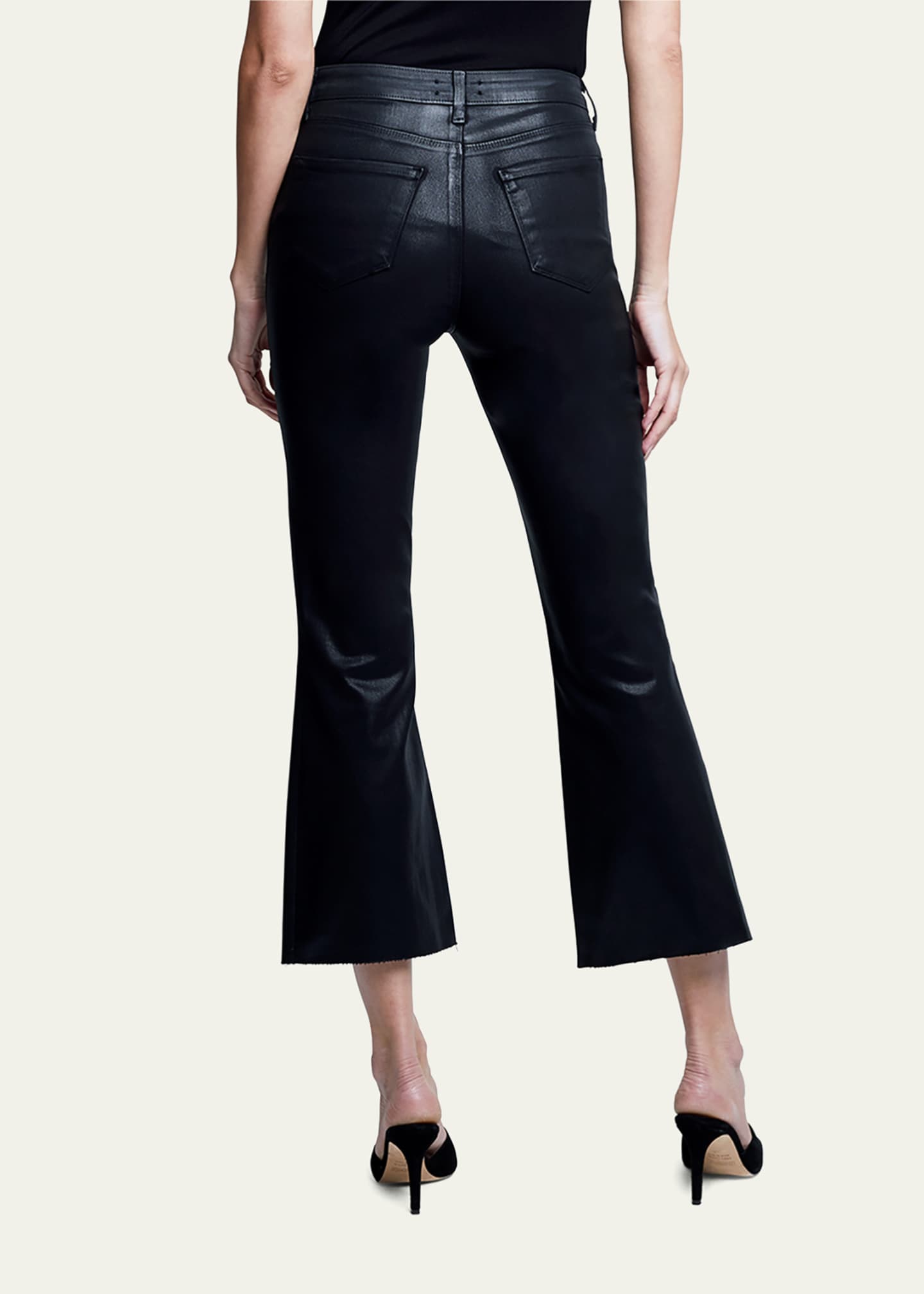 L'Agence Kendra High-Rise Coated Crop Flare Jeans Image 3 of 5