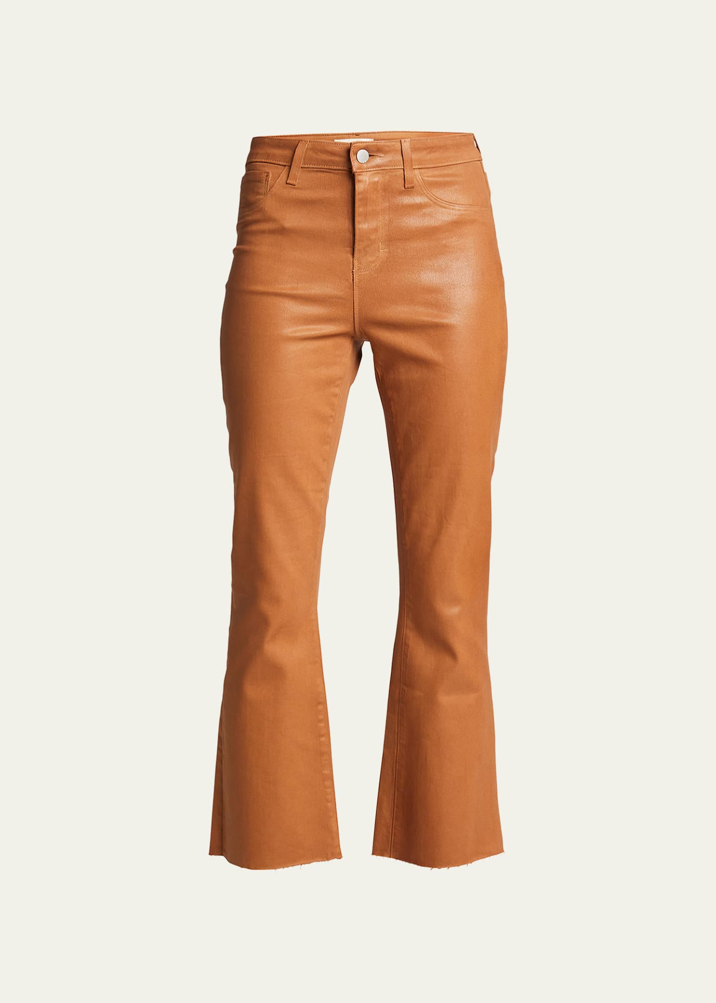 L'Agence Kendra High-Rise Coated Crop Flare Jeans Image 1 of 5