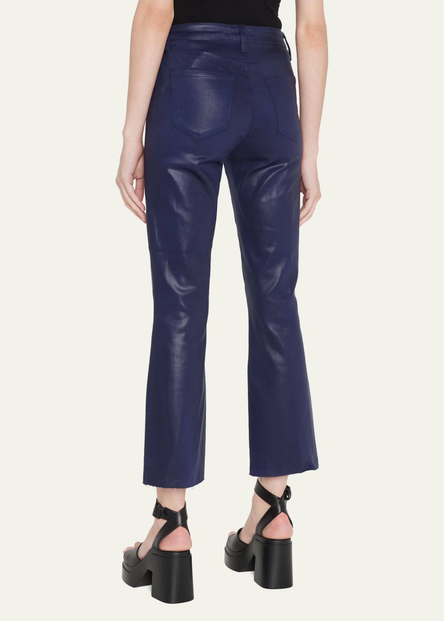 L'Agence Kendra High-Rise Coated Crop Flare Jeans Image 3 of 5