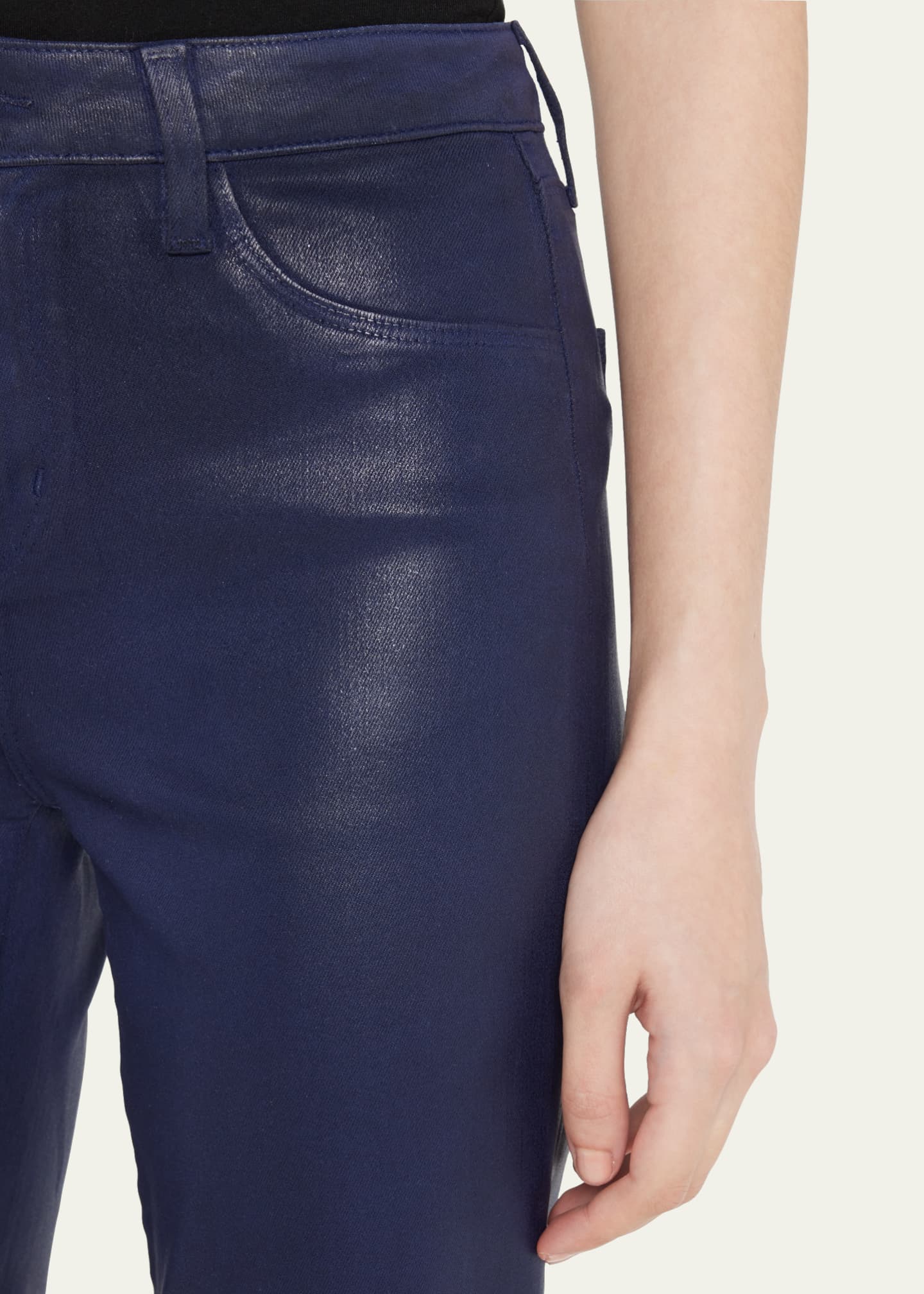 L'Agence Kendra High-Rise Coated Crop Flare Jeans Image 5 of 5