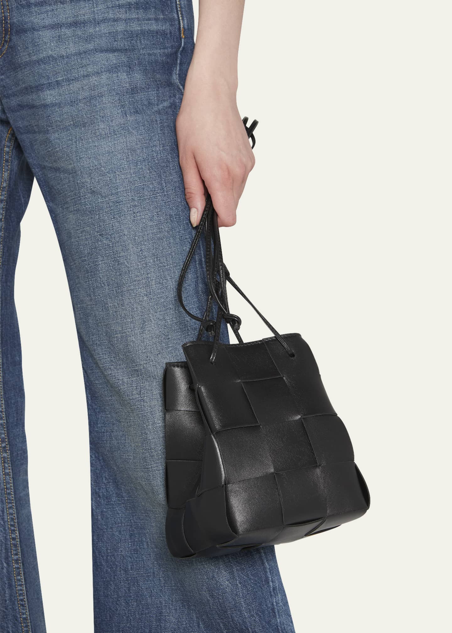 BOTTEGA VENETA Cassette intrecciato denim shoulder bag