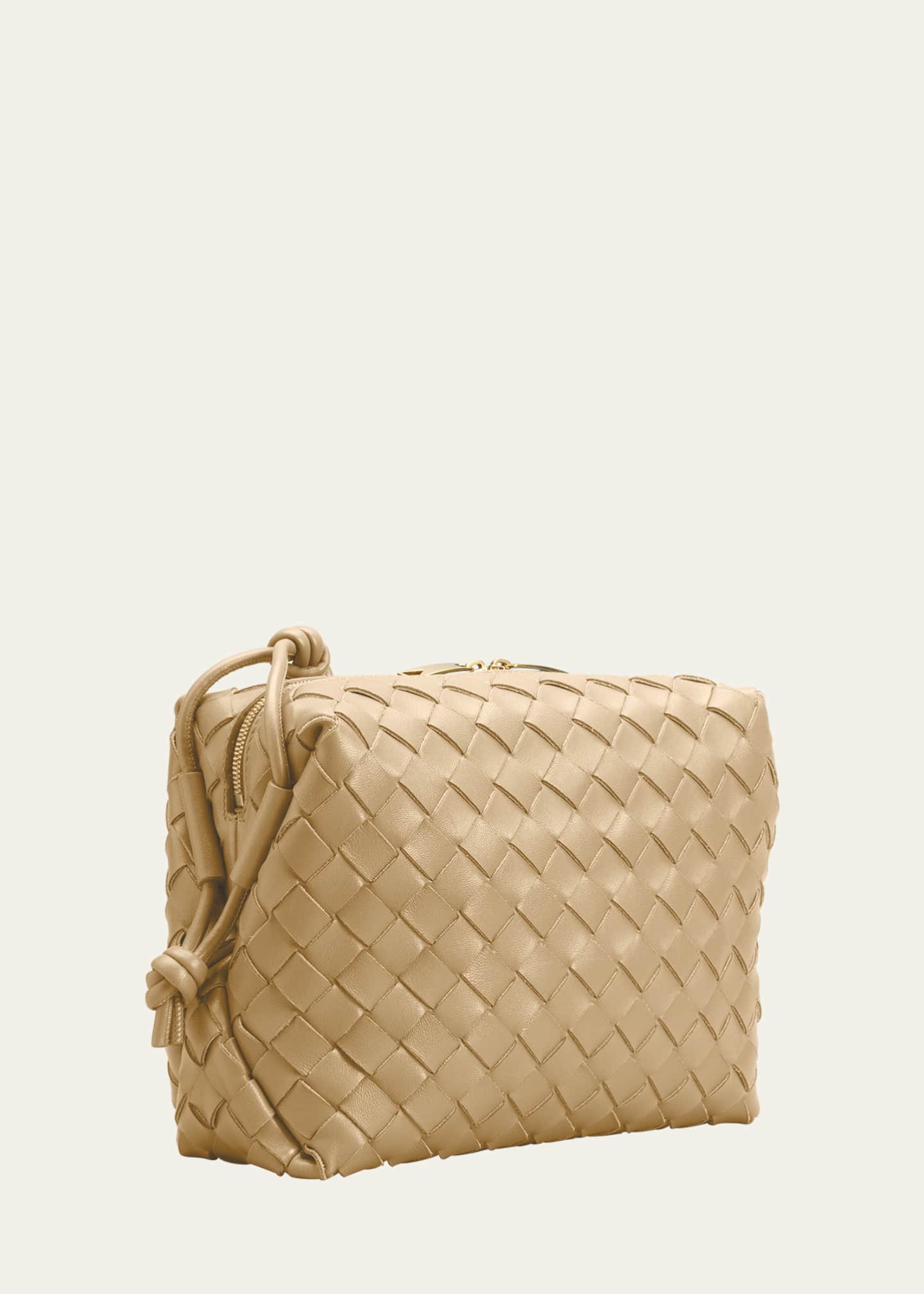 Bottega Veneta Mini Loop Intrecciato Leather Bag In Almond