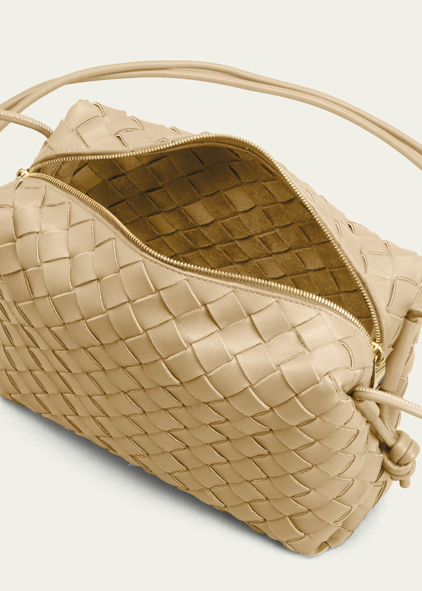 Bottega Veneta - Mini Loop Camel Woven Leather Crossbody