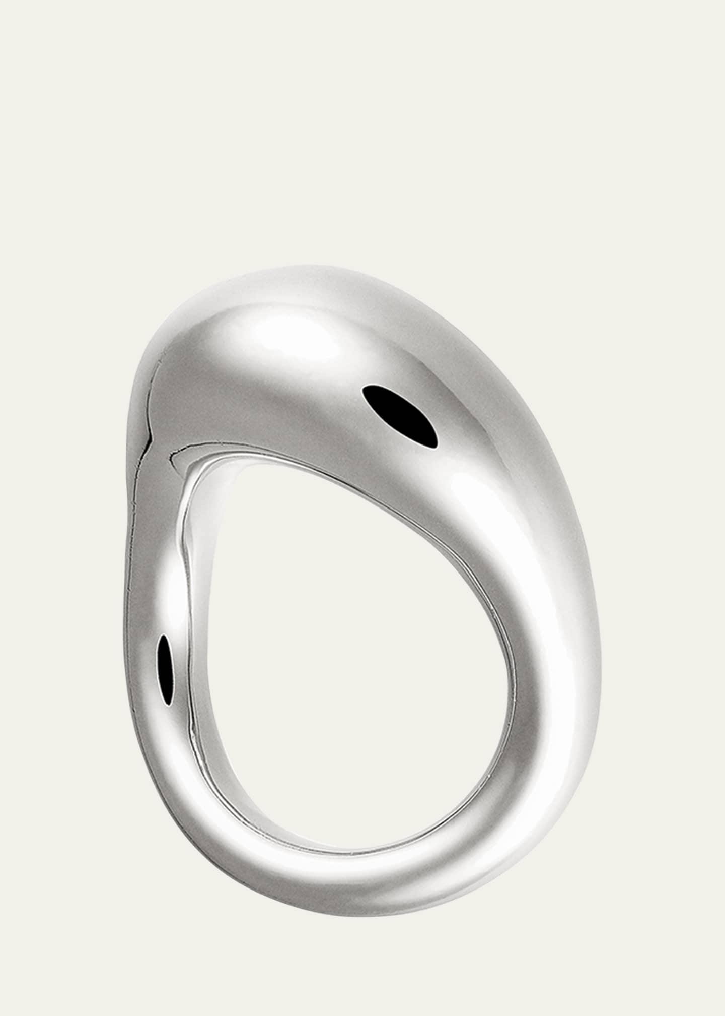 Charlotte Chesnais Lips Curved Single Band Ring in Silver Image 2 of 2