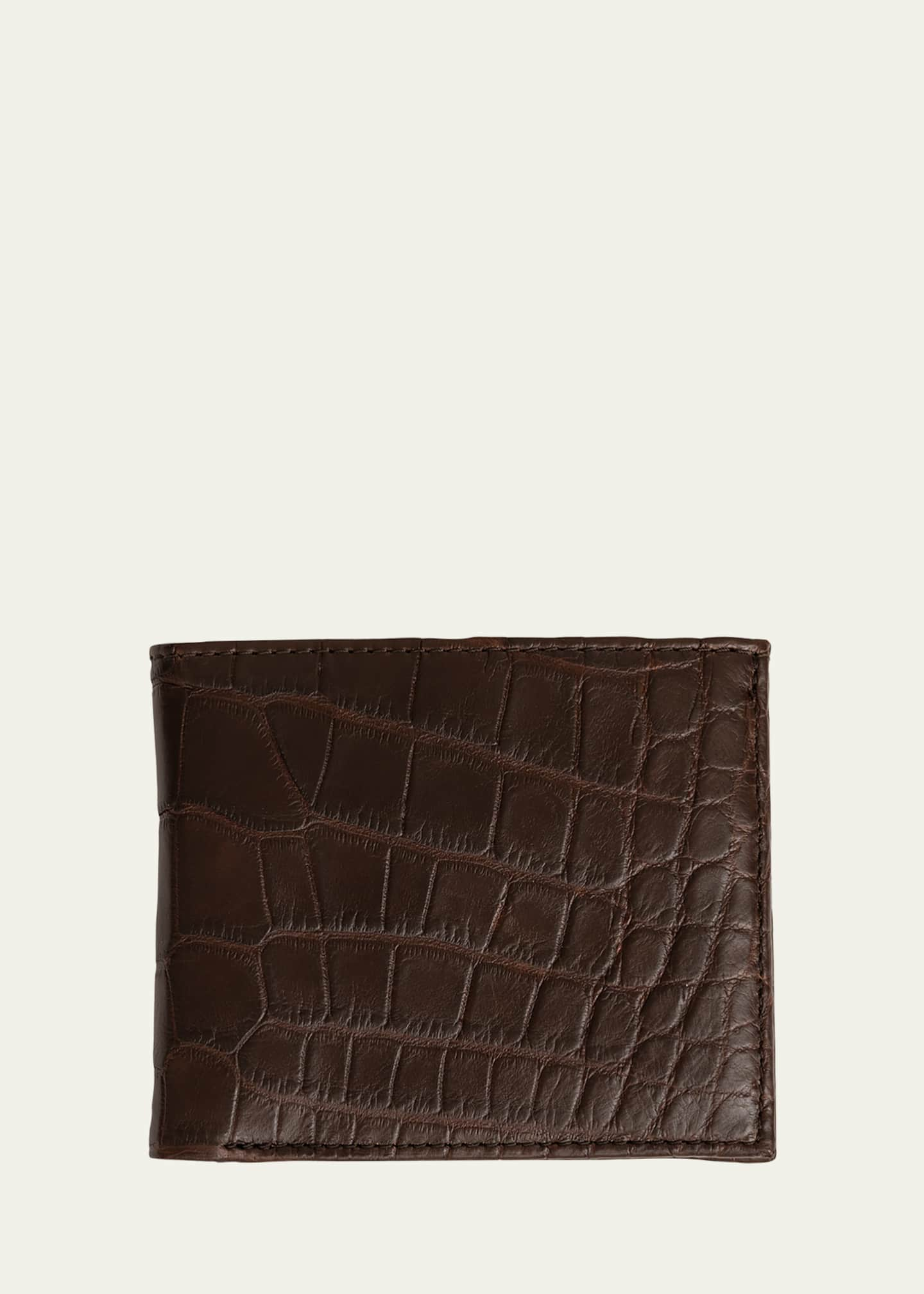 New Mens Genuine Leather Bifold Wallet ID Credit Card Alligator Window  Crocodile 