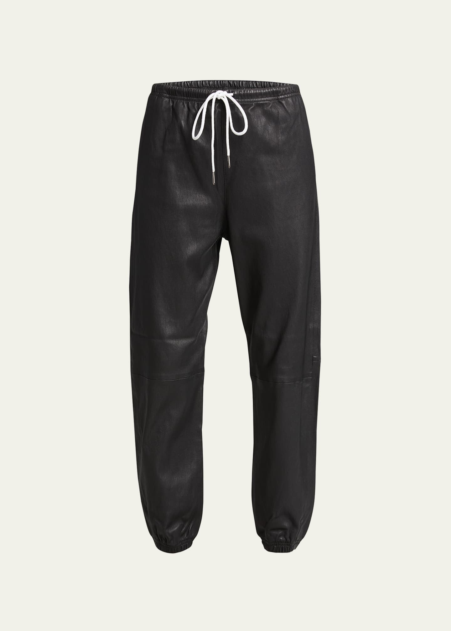 drawstring leather joggers