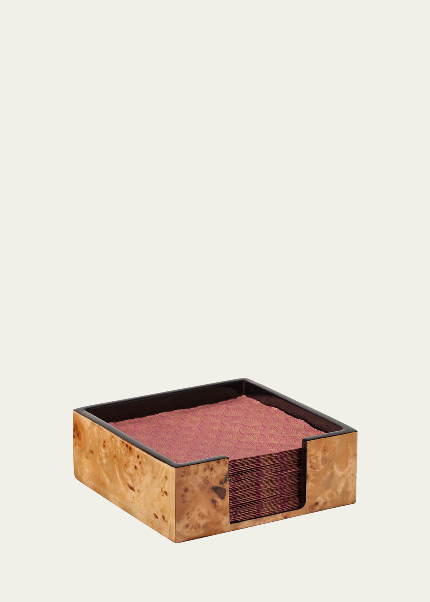 LADORADA Burl Veneer Cocktail Napkin Holder Image 1 of 2