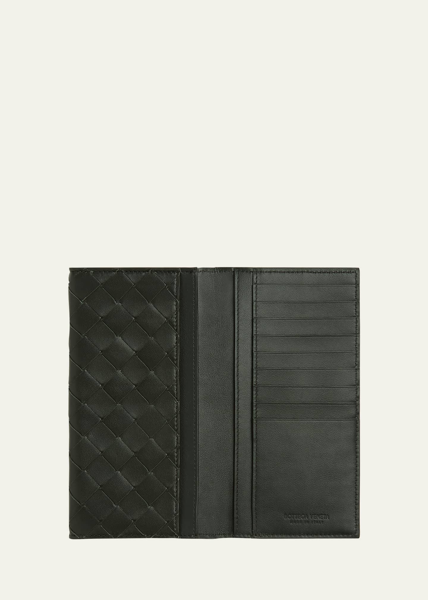 BOTTEGA VENETA Intrecciato Leather Long Wallet Black