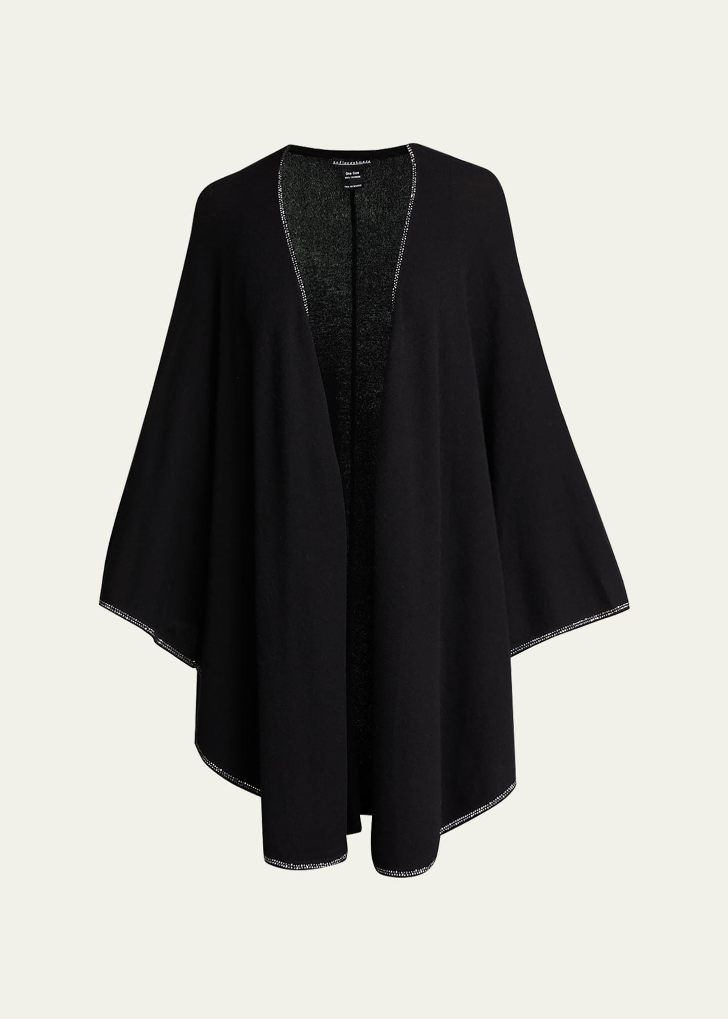 Sofia Cashmere Jersey-Knit Cashmere Cape with Stone Placket Image 1 of 5