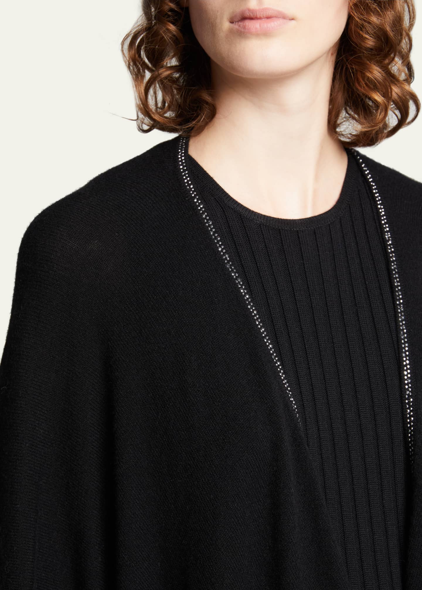 Sofia Cashmere Jersey-Knit Cashmere Cape with Stone Placket Image 5 of 5