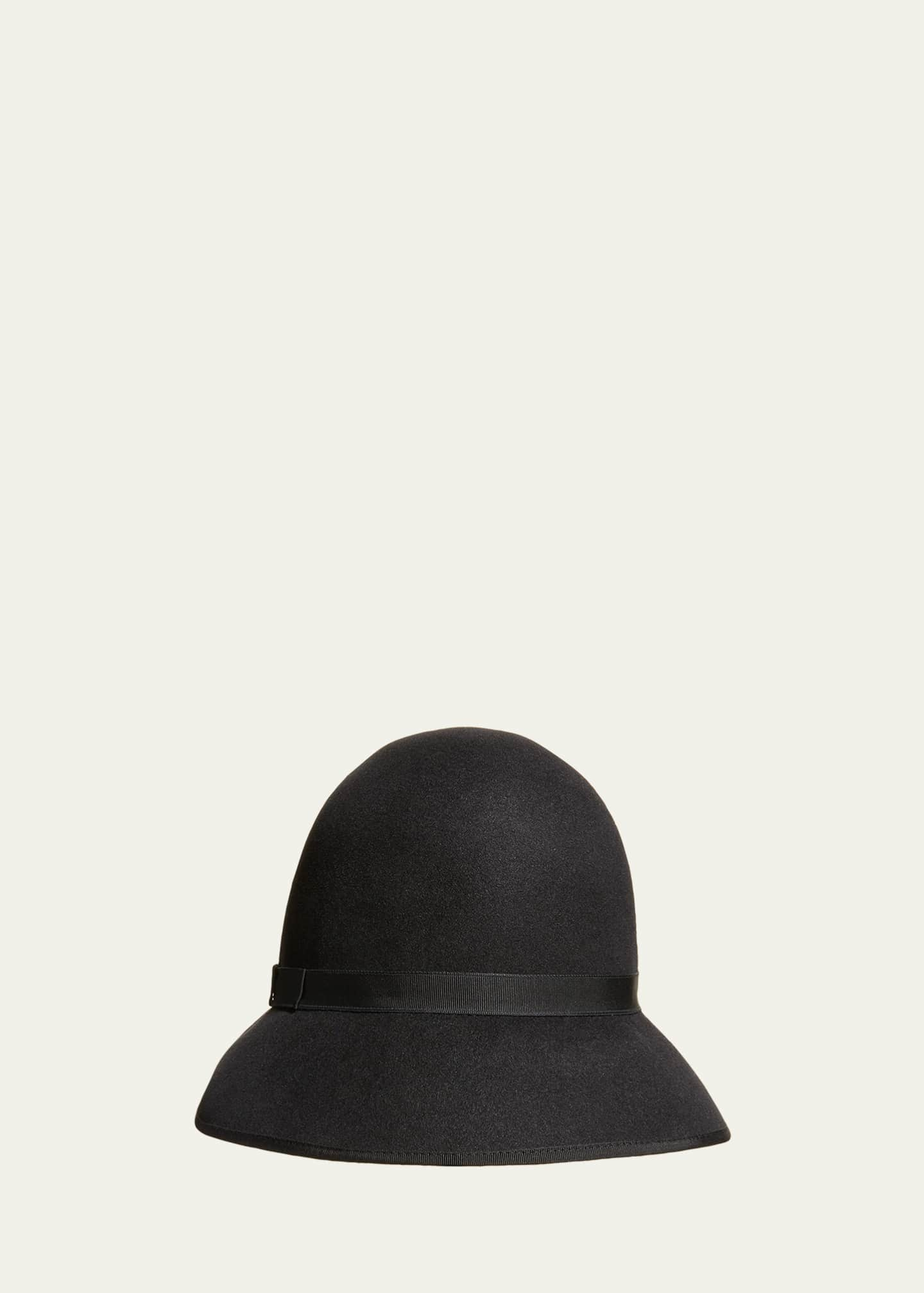 Sophia Black Wool Felt Cloche Hat with Felt Bow – Bronteshop