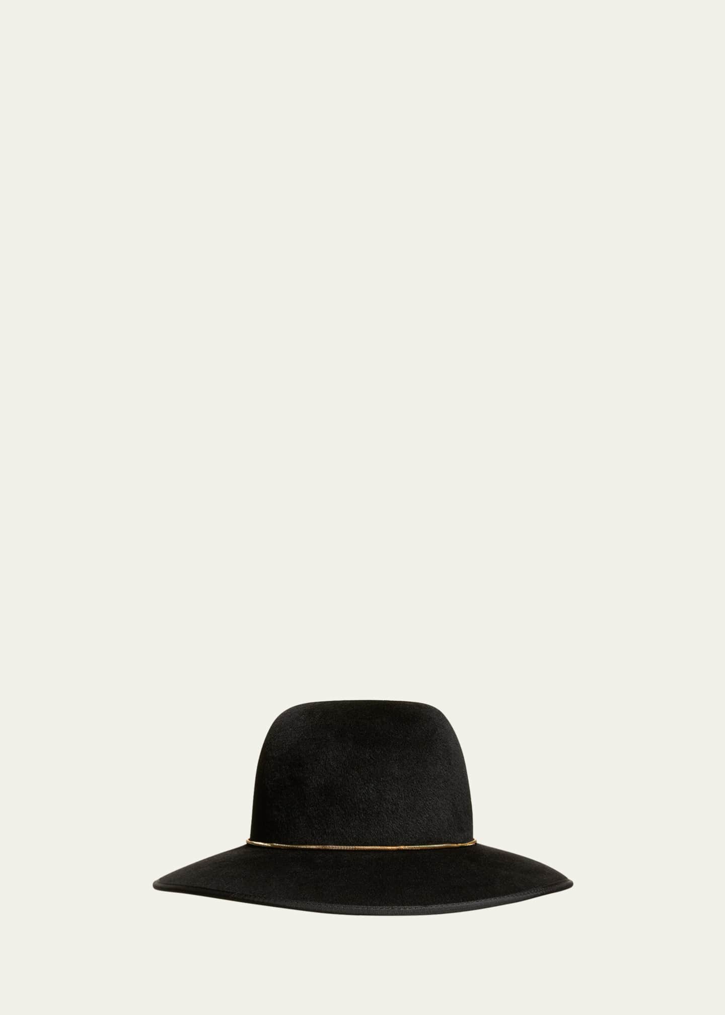 Sofia Cashmere Cashmere-Wool Floppy Hat w/ Golden Chain Image 1 of 2
