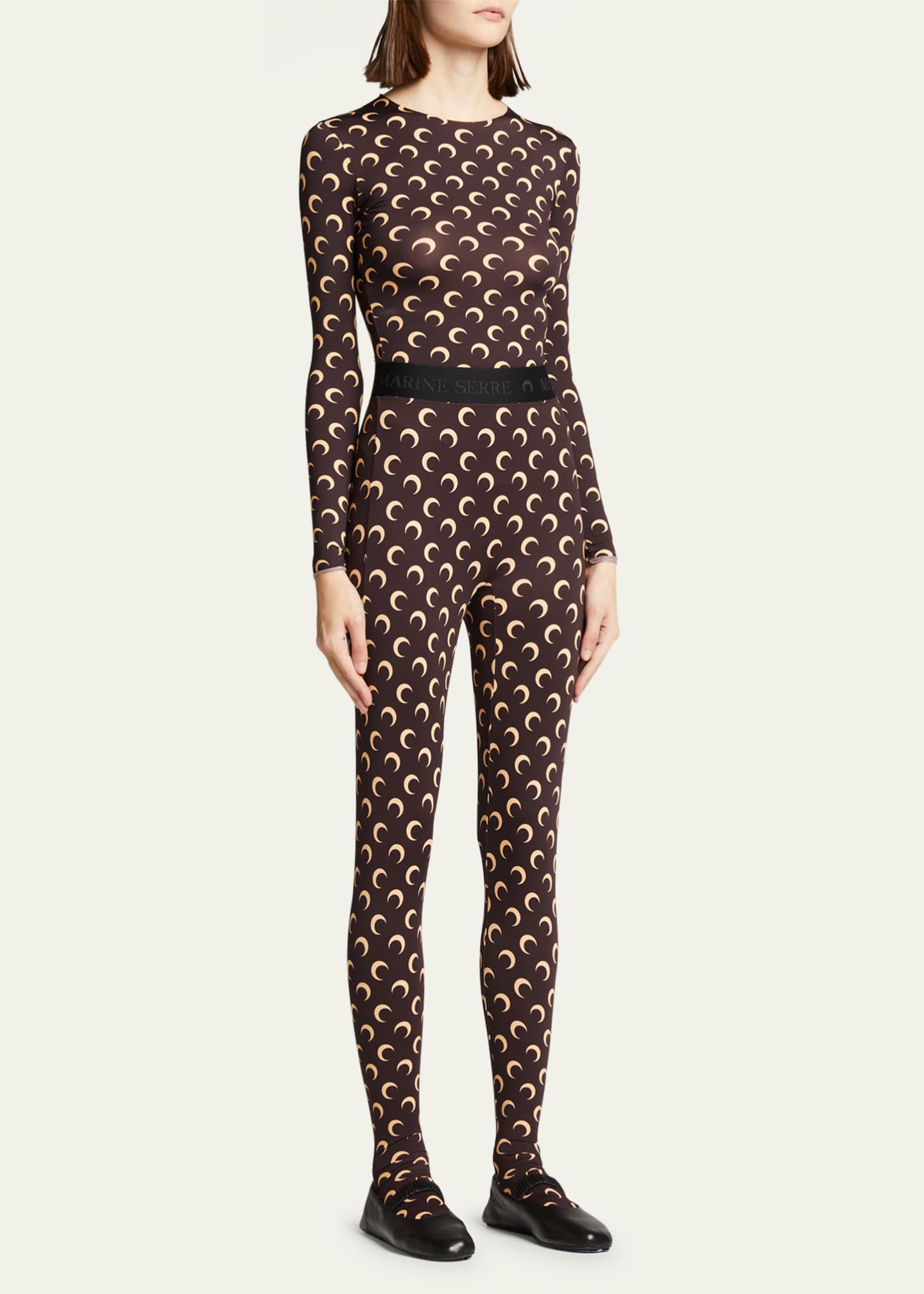 Marine Serre Moon Print Full Foot Leggings Bergdorf Goodman