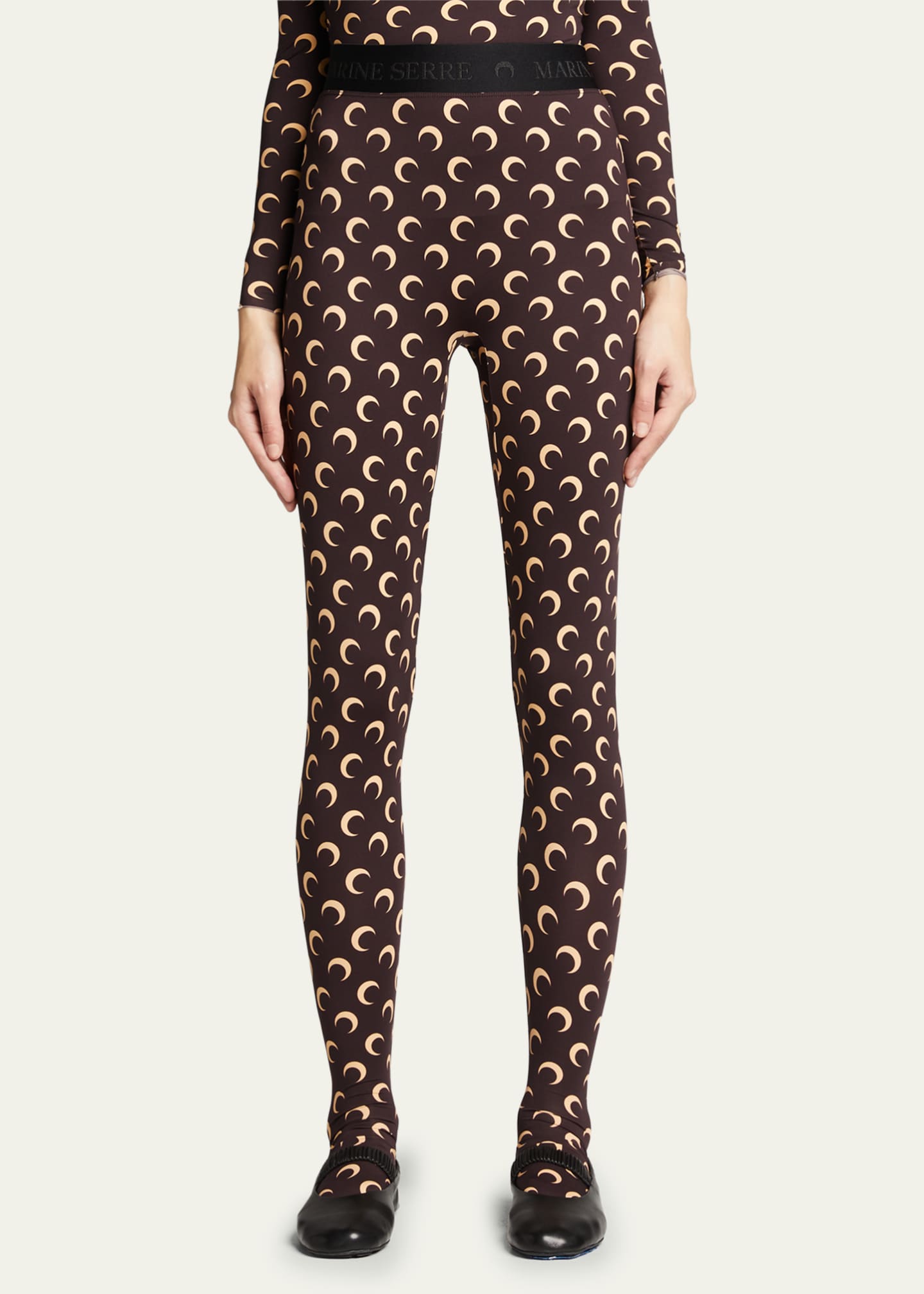 Marine Serre Moon Print Full Foot Leggings Bergdorf Goodman
