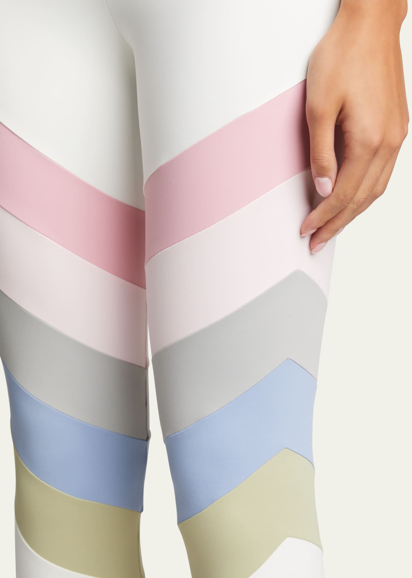 Port De Bras Women's Black & Pastel Rainbow High-Waist Leggings Pants  Activewear