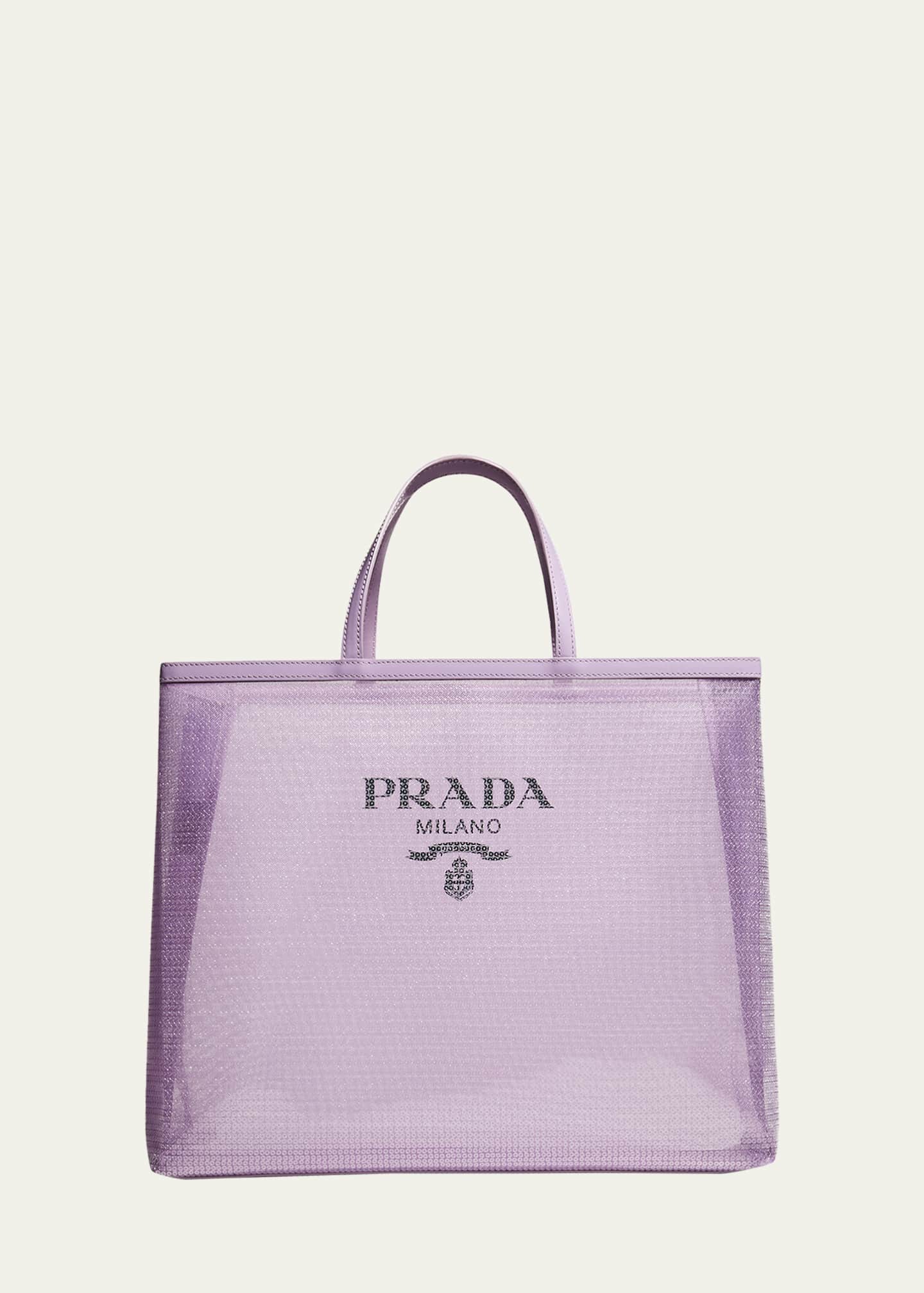 Prada Mesh Sequin Logo Tote Bag Bergdorf Goodman