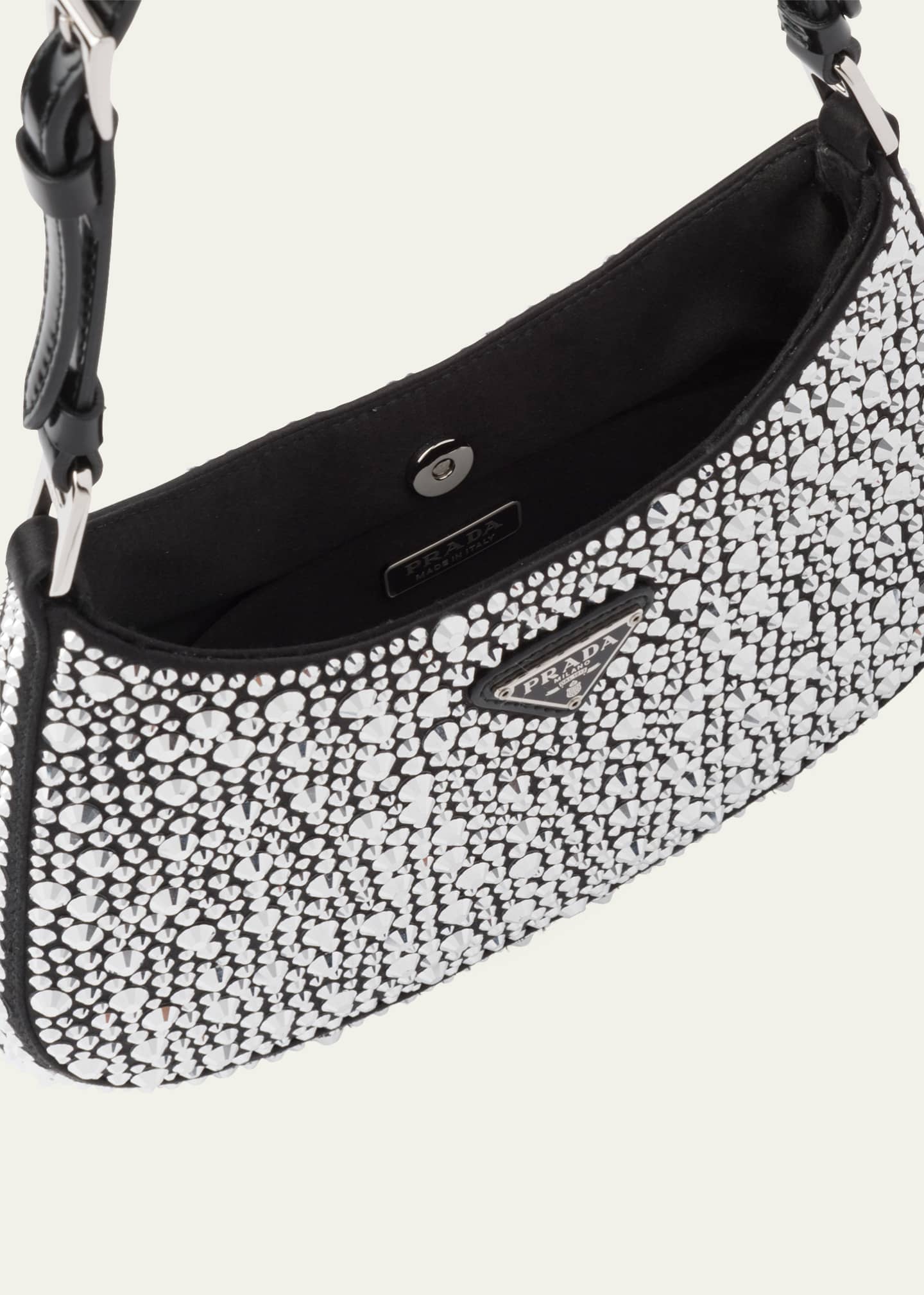 Prada Cleo Crystal Logo Hobo Bag Image 4 of 5
