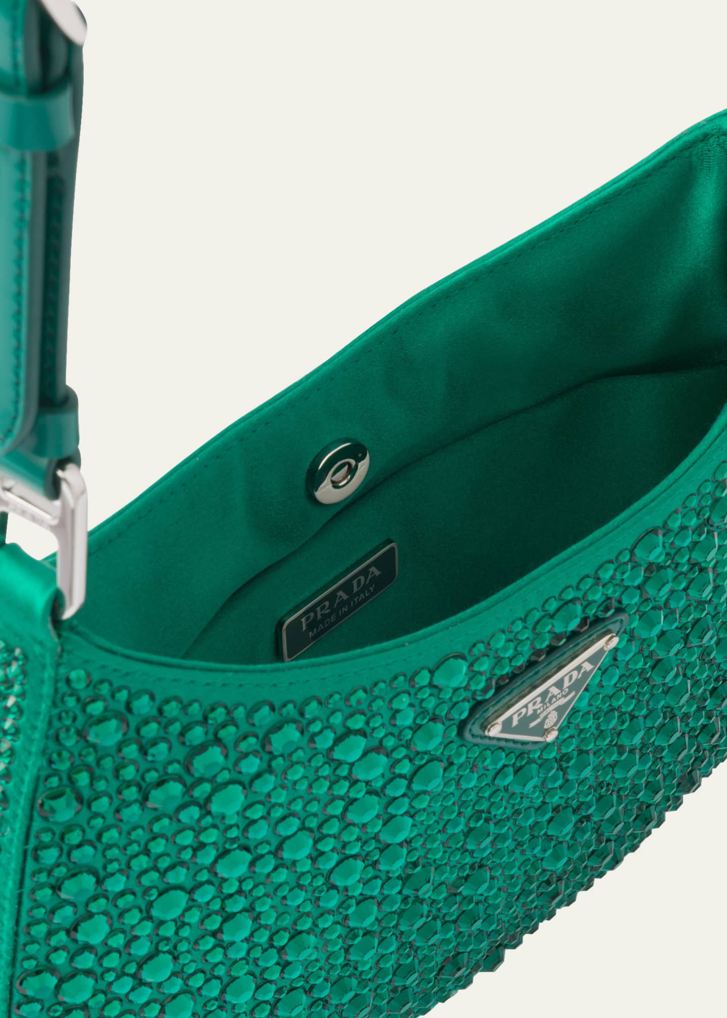 Prada Cleo Crystal Logo Hobo Bag Bergdorf Goodman